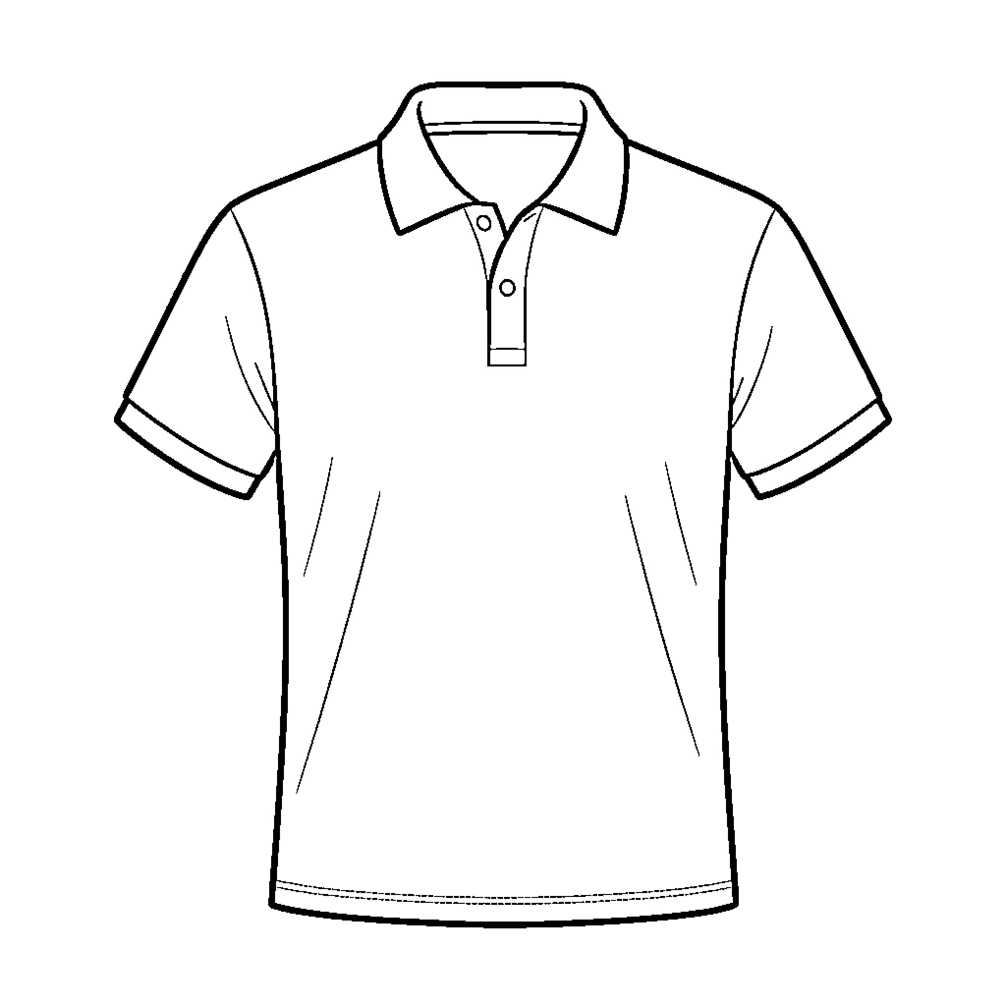Polo shirt with short sleeves and collar Coloring Page (free black-and-white line drawing printable PDF for all, from beginners to advanced learners, including children, teens, adults, and seniors)