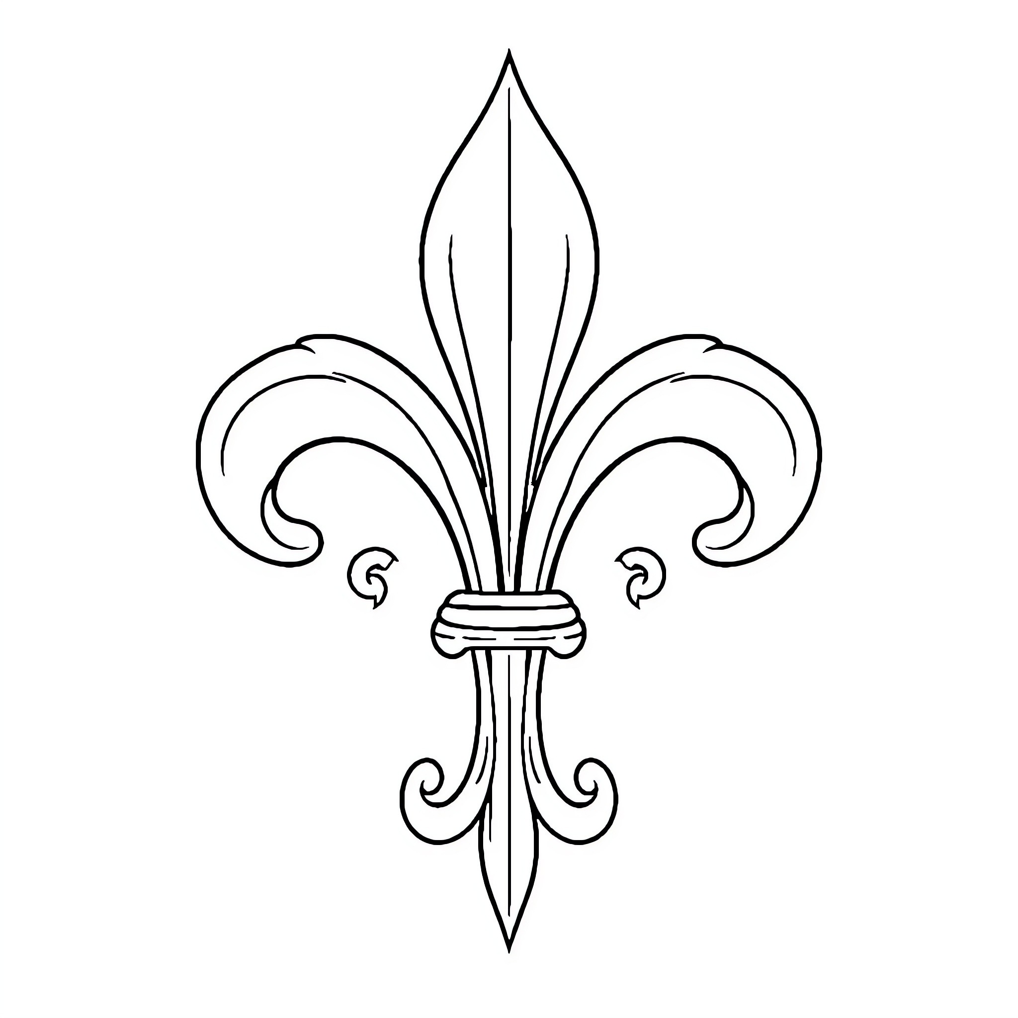 Fleur-de-lis symbol with ornate design Coloring Page (free black-and-white line drawing printable PDF for all, from beginners to advanced learners, including children, teens, adults, and seniors)