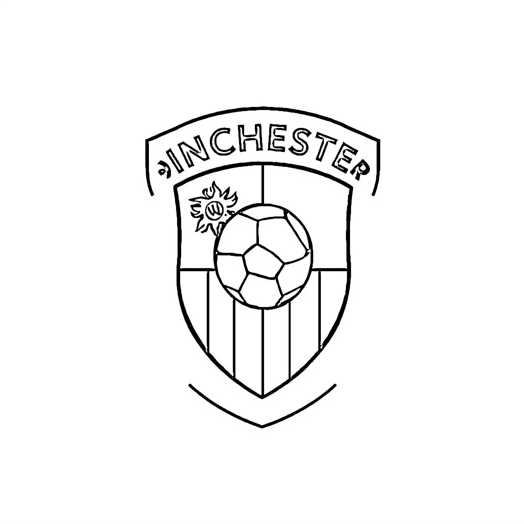 Winchester City FC Soccer Club Logo Coloring Page (free black-and-white line drawing printable PDF for all, from beginners to advanced learners, including children, teens, adults, and seniors)