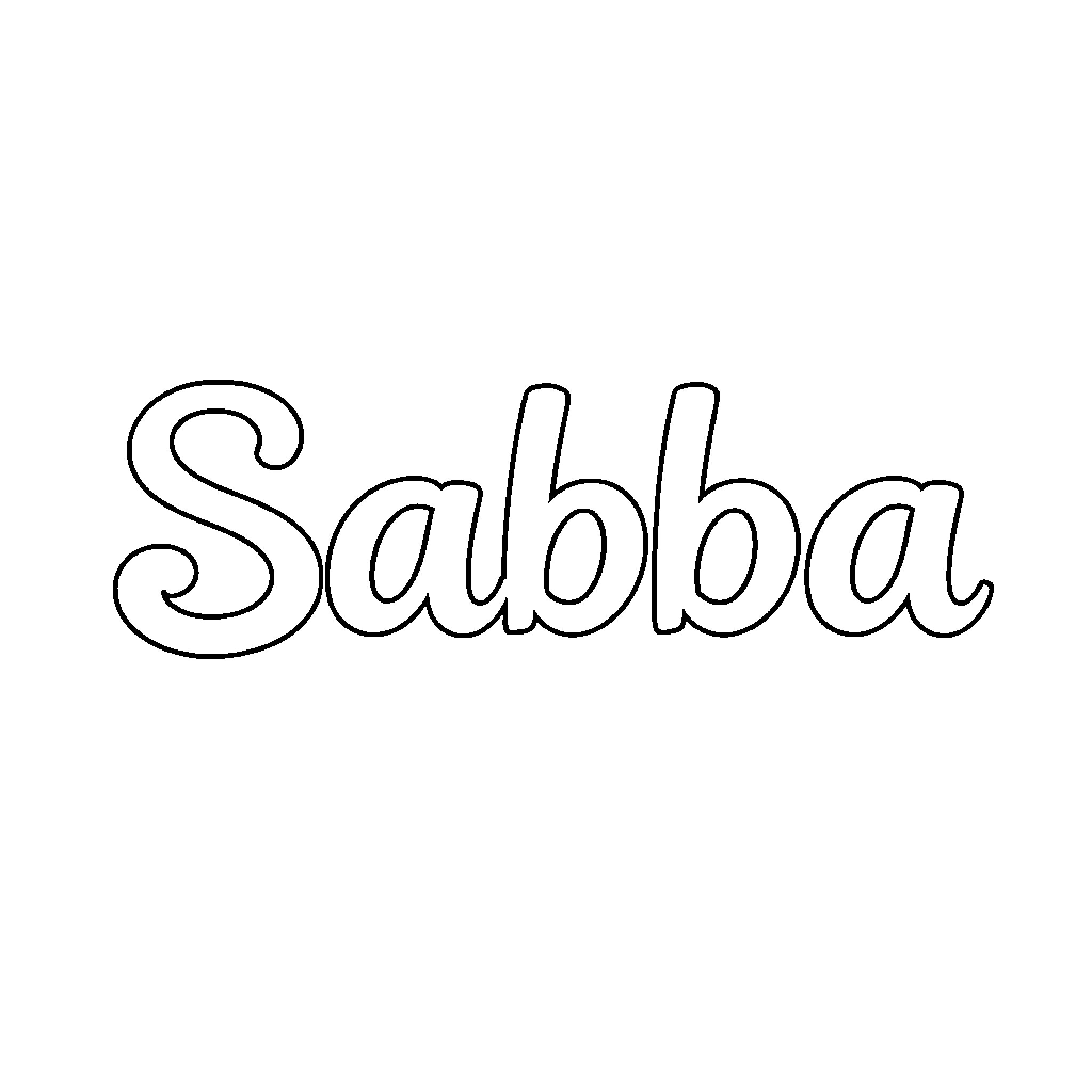 Syllable of word 'Sabba' Coloring Page (free black-and-white line drawing printable PDF for all, from beginners to advanced learners, including children, teens, adults, and seniors)