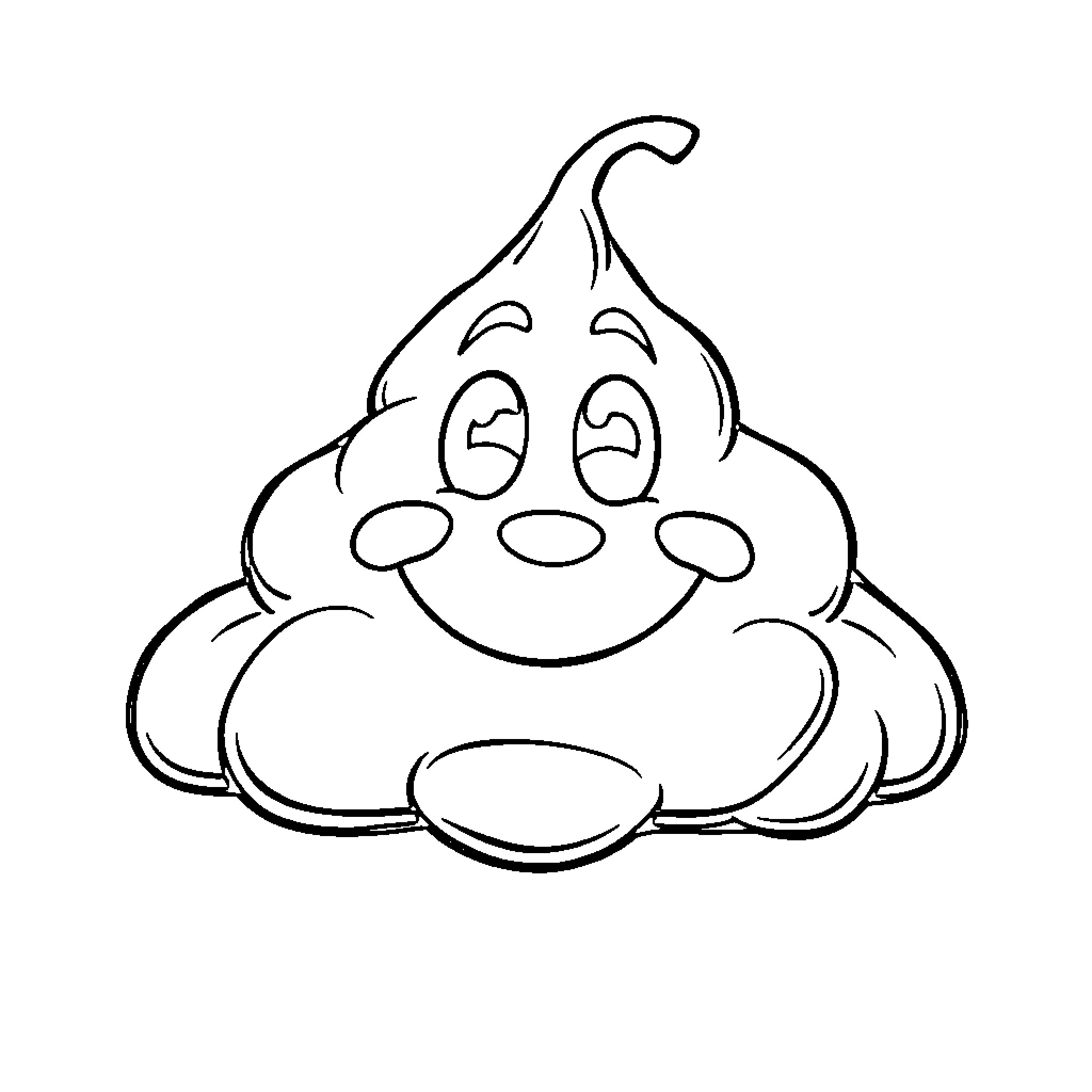 Poo character with expressive face Coloring Page (free black-and-white line drawing printable PDF for all, from beginners to advanced learners, including children, teens, adults, and seniors)
