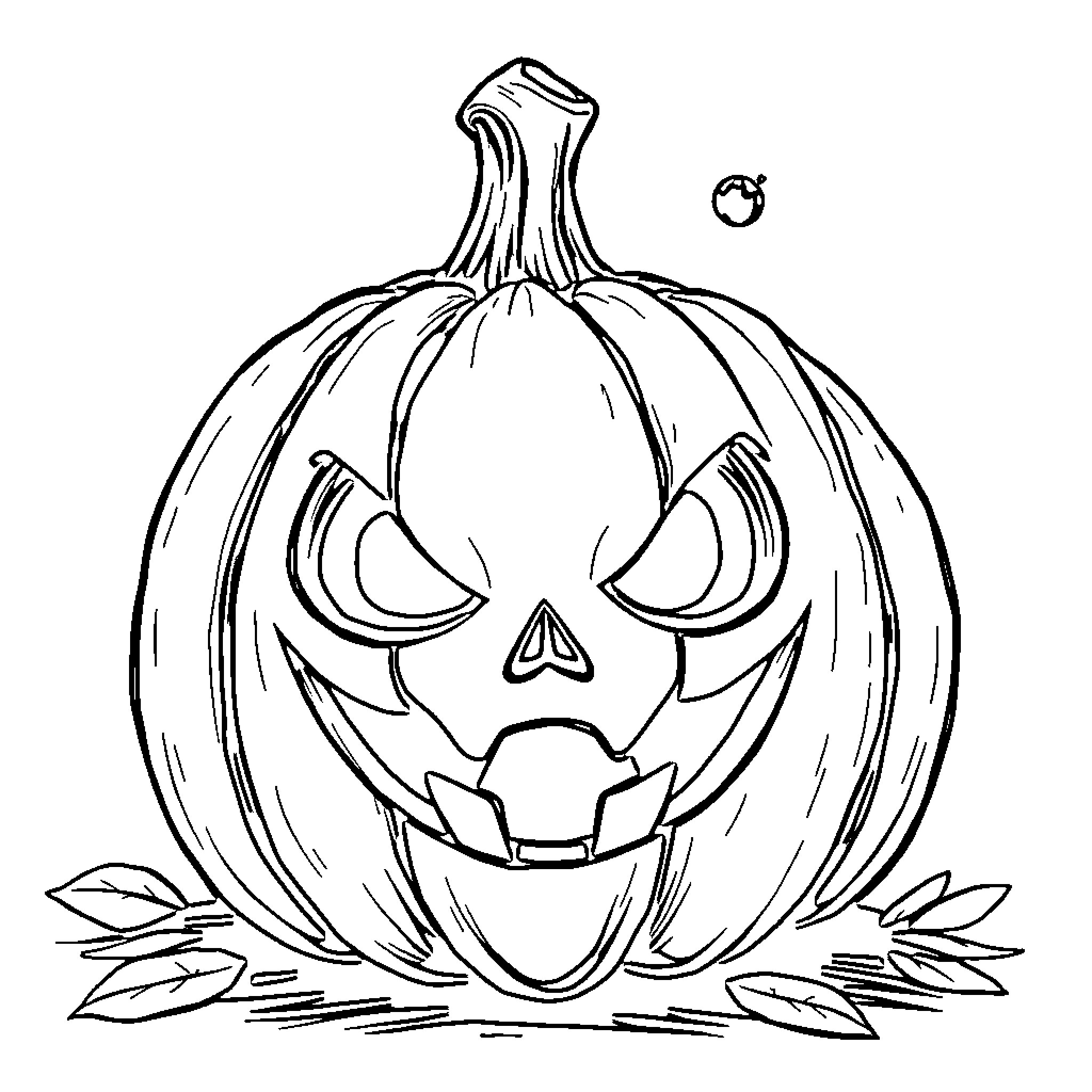 Jack's Spooky Halloween Pumpkin Carving Coloring Page (free black-and-white line drawing printable PDF for all, from beginners to advanced learners, including children, teens, adults, and seniors)