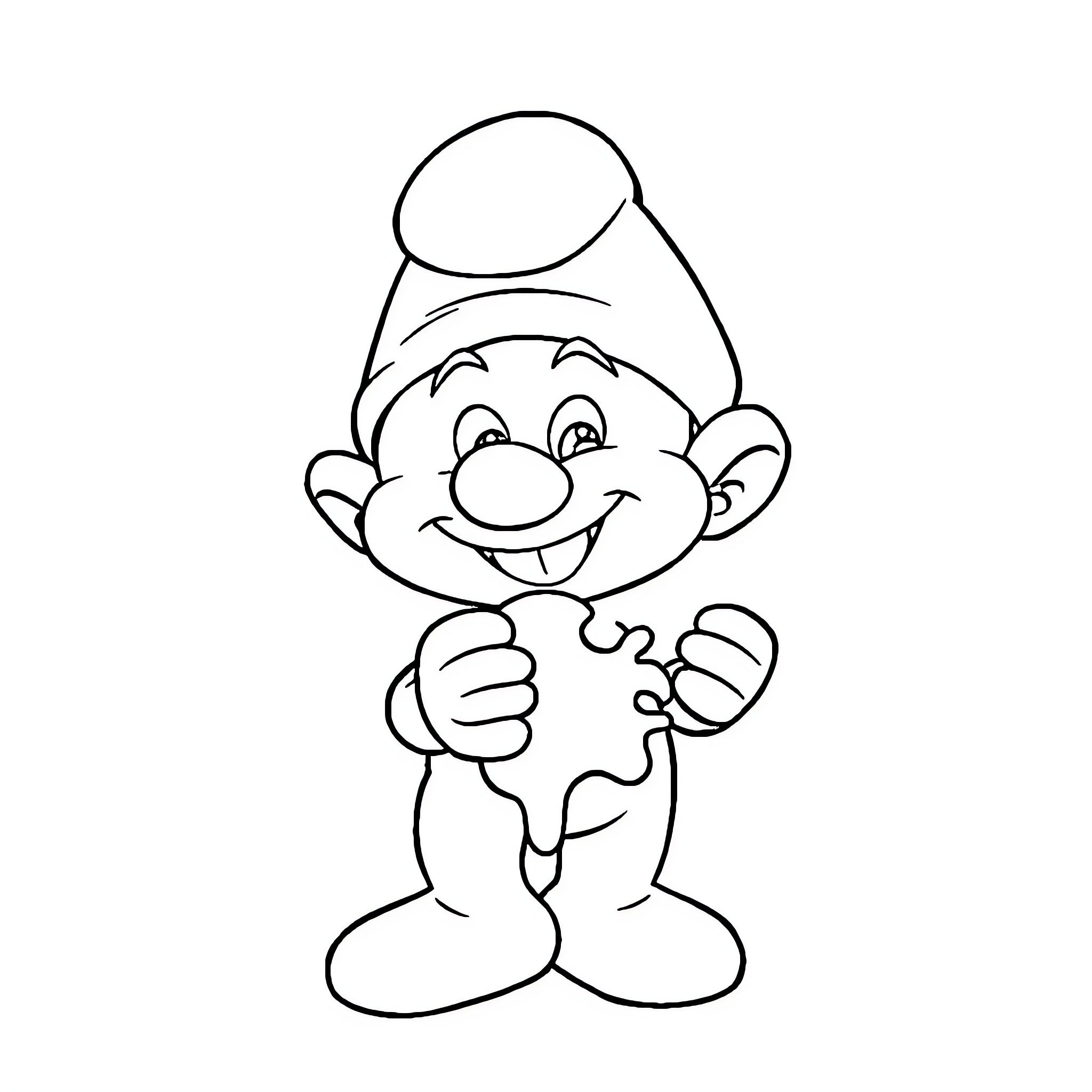 Papa Smurf happily painting with a smile Coloring Page (free black-and-white line drawing printable PDF for all, from beginners to advanced learners, including children, teens, adults, and seniors)