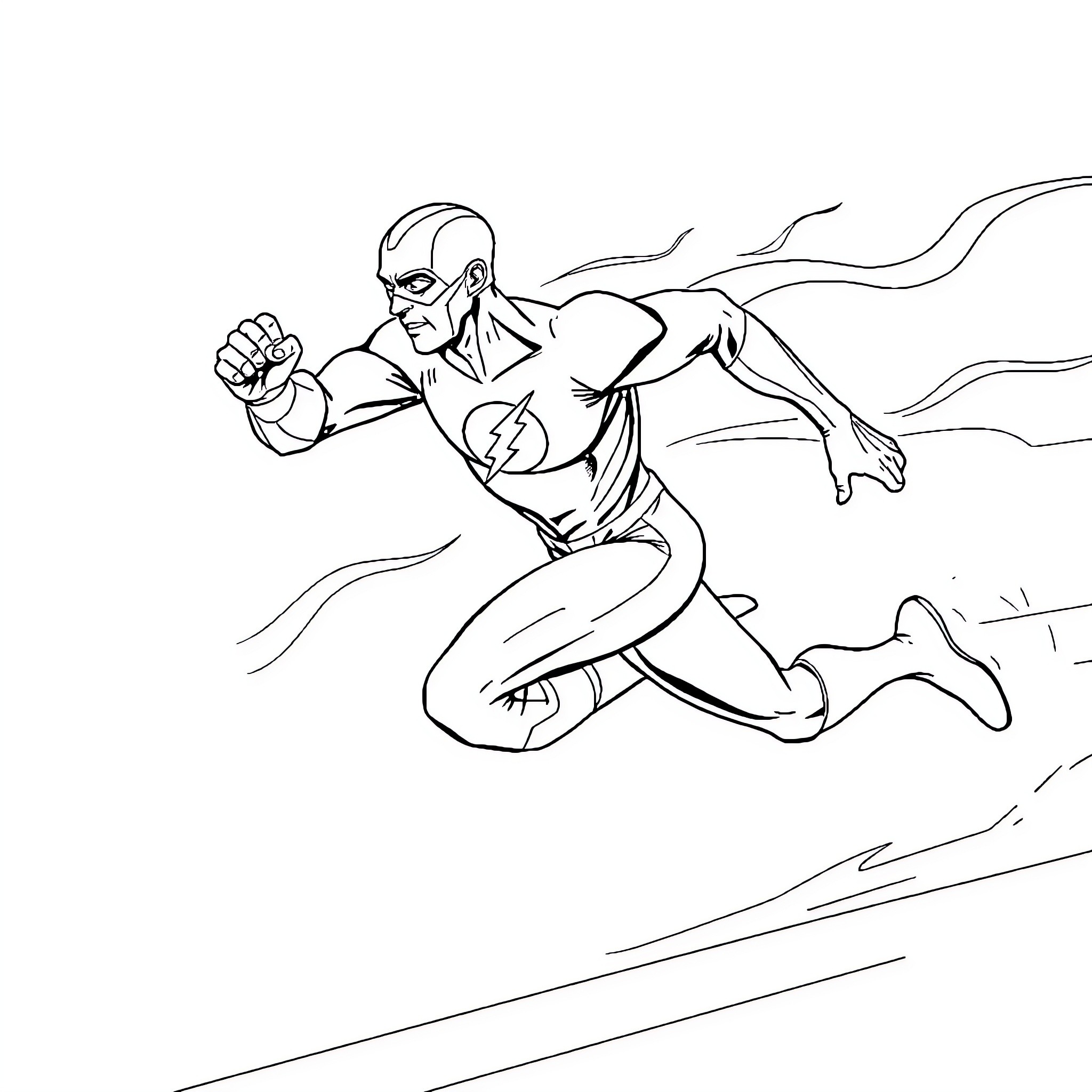 Flash racing through the city at high speed Coloring Page (free black-and-white line drawing printable PDF for all, from beginners to advanced learners, including children, teens, adults, and seniors)
