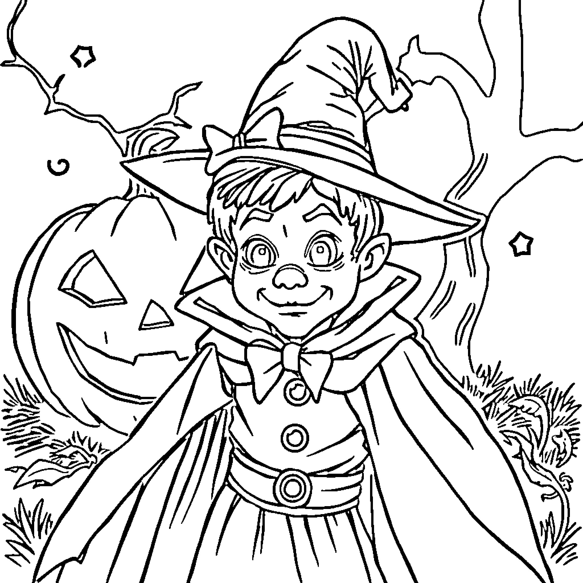 Charles Leclerc as a Halloween witch Coloring Page (free black-and-white line drawing printable PDF for all, from beginners to advanced learners, including children, teens, adults, and seniors)