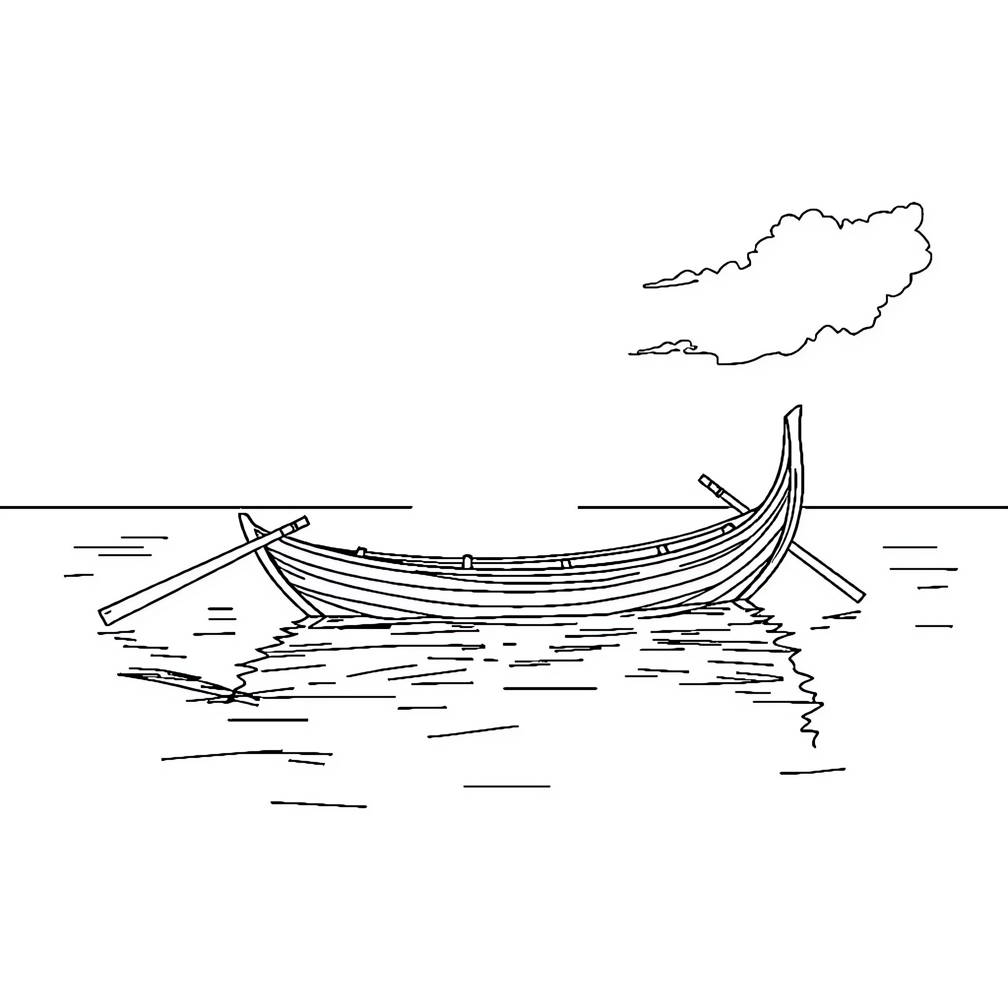 Pahé's Boats Adrift on Gentle Waves Coloring Page (free black-and-white line drawing printable PDF for all, from beginners to advanced learners, including children, teens, adults, and seniors)