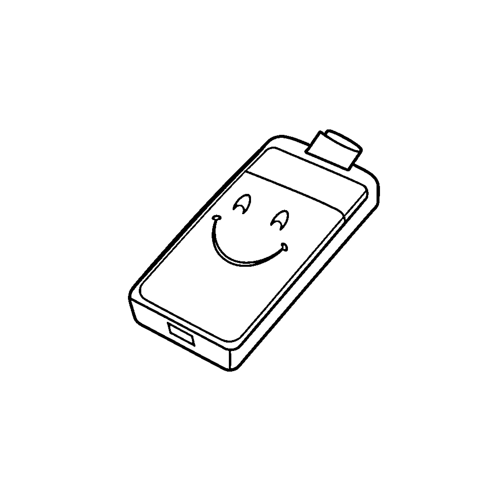 iPhone with happy smiley face Coloring Page (free black-and-white line drawing printable PDF for all, from beginners to advanced learners, including children, teens, adults, and seniors)