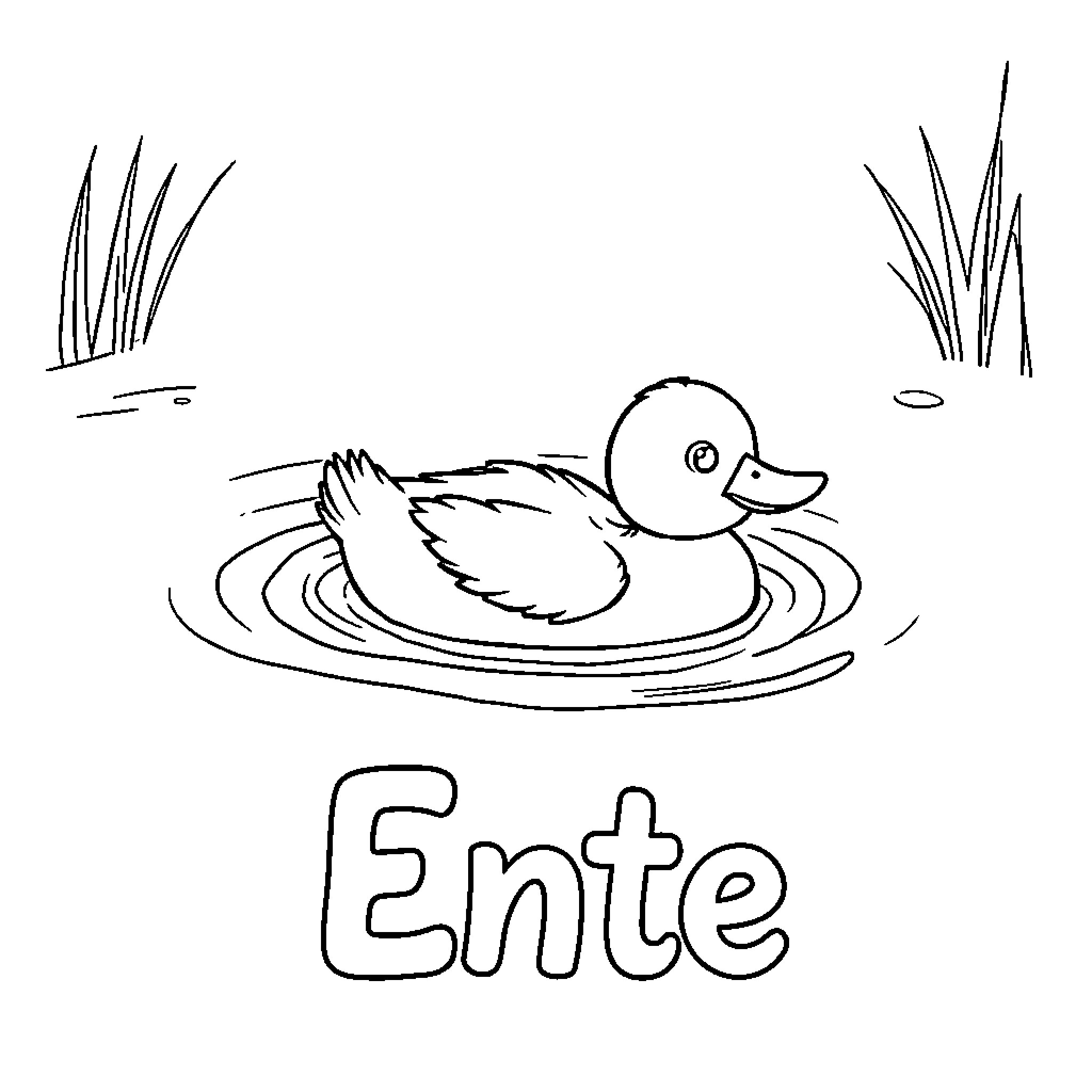 Duck swimming in the water Coloring Page (free black-and-white line drawing printable PDF for all, from beginners to advanced learners, including children, teens, adults, and seniors)