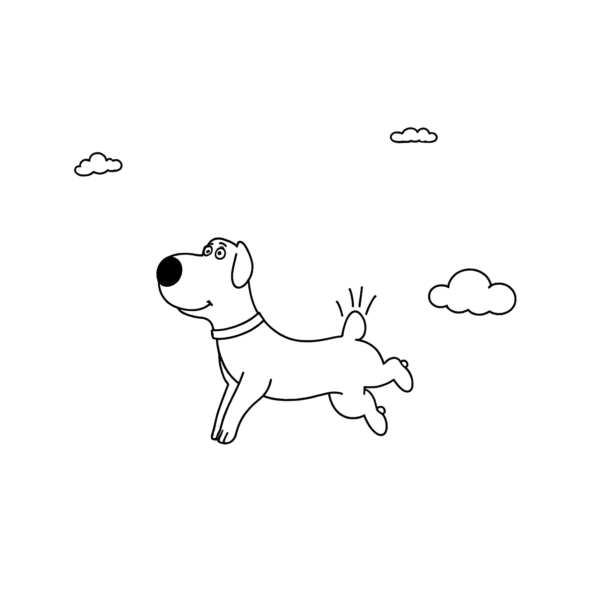Brian Griffin running playfully in the park Coloring Page (free black-and-white line drawing printable PDF for all, from beginners to advanced learners, including children, teens, adults, and seniors)