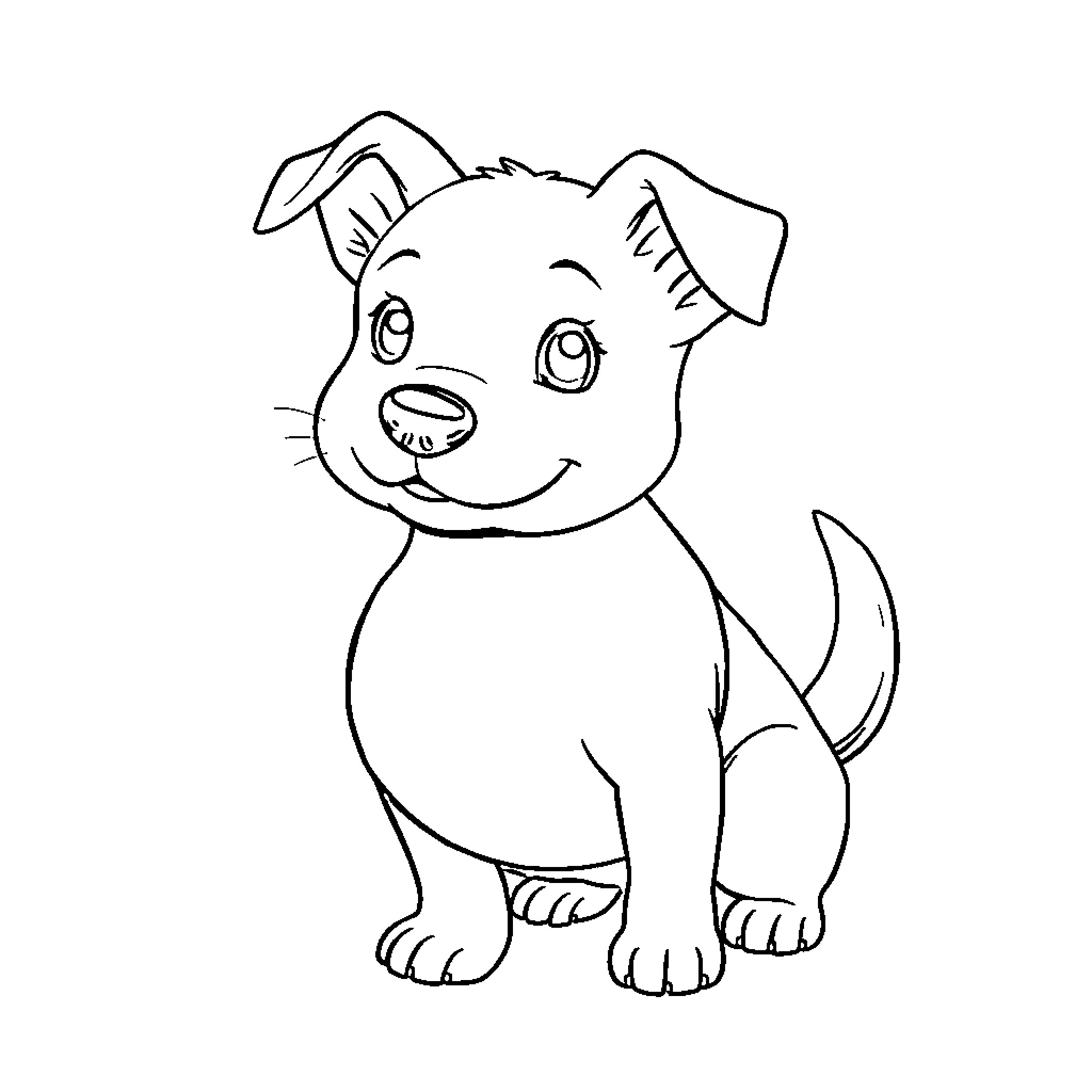 Tomato the Playful Puppy Coloring Page (free black-and-white line drawing printable PDF for all, from beginners to advanced learners, including children, teens, adults, and seniors)