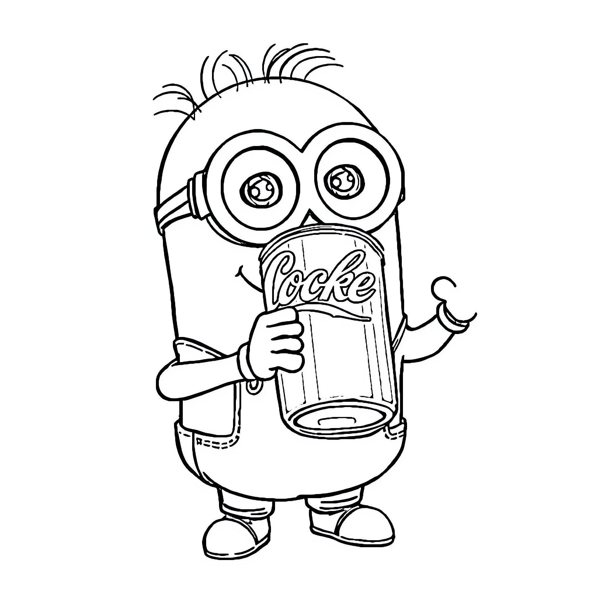Minion enjoying a refreshing beverage Coloring Page (free black-and-white line drawing printable PDF for all, from beginners to advanced learners, including children, teens, adults, and seniors)