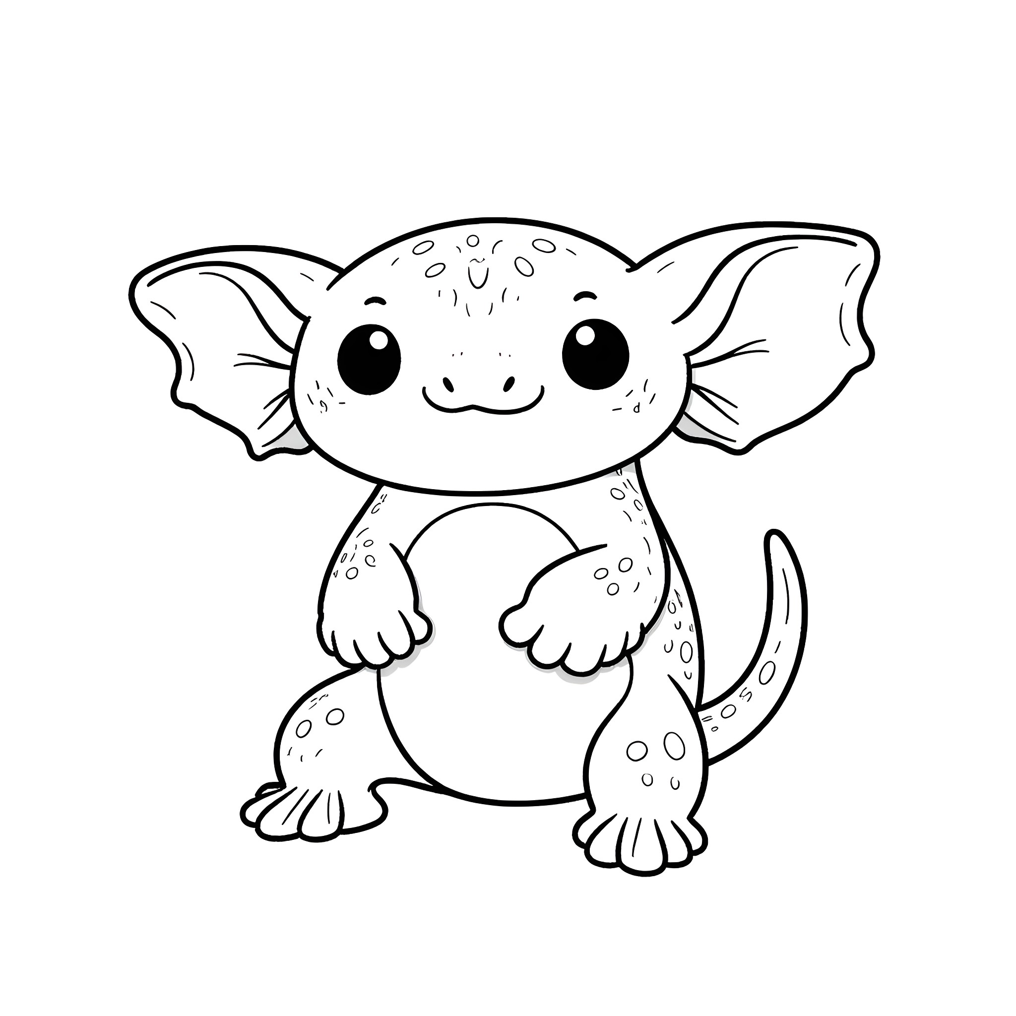 Axolotl Exploring Curiously Coloring Page (free black-and-white line drawing printable PDF for all, from beginners to advanced learners, including children, teens, adults, and seniors)