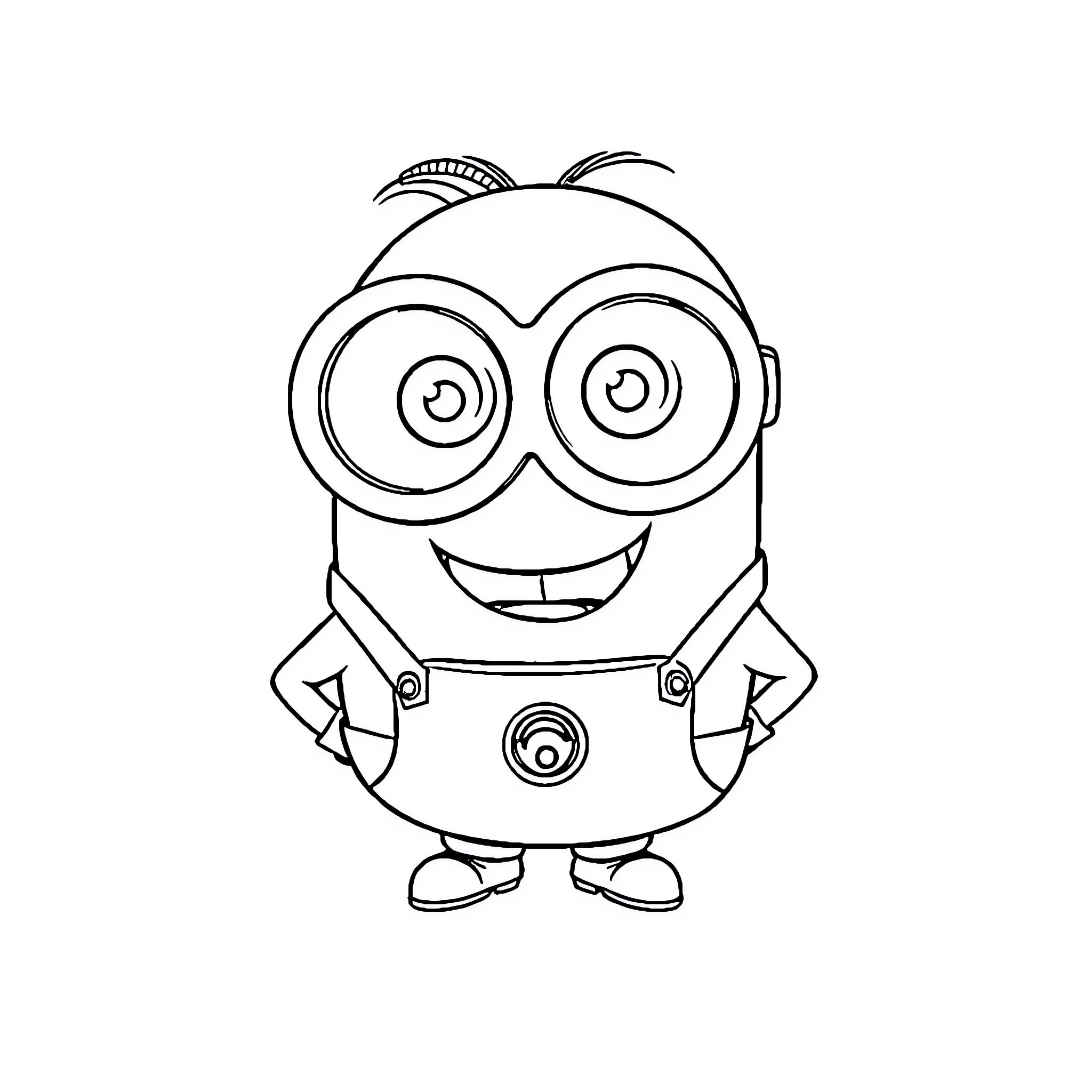 Minion expressing cheerful enthusiasm Coloring Page (free black-and-white line drawing printable PDF for all, from beginners to advanced learners, including children, teens, adults, and seniors)