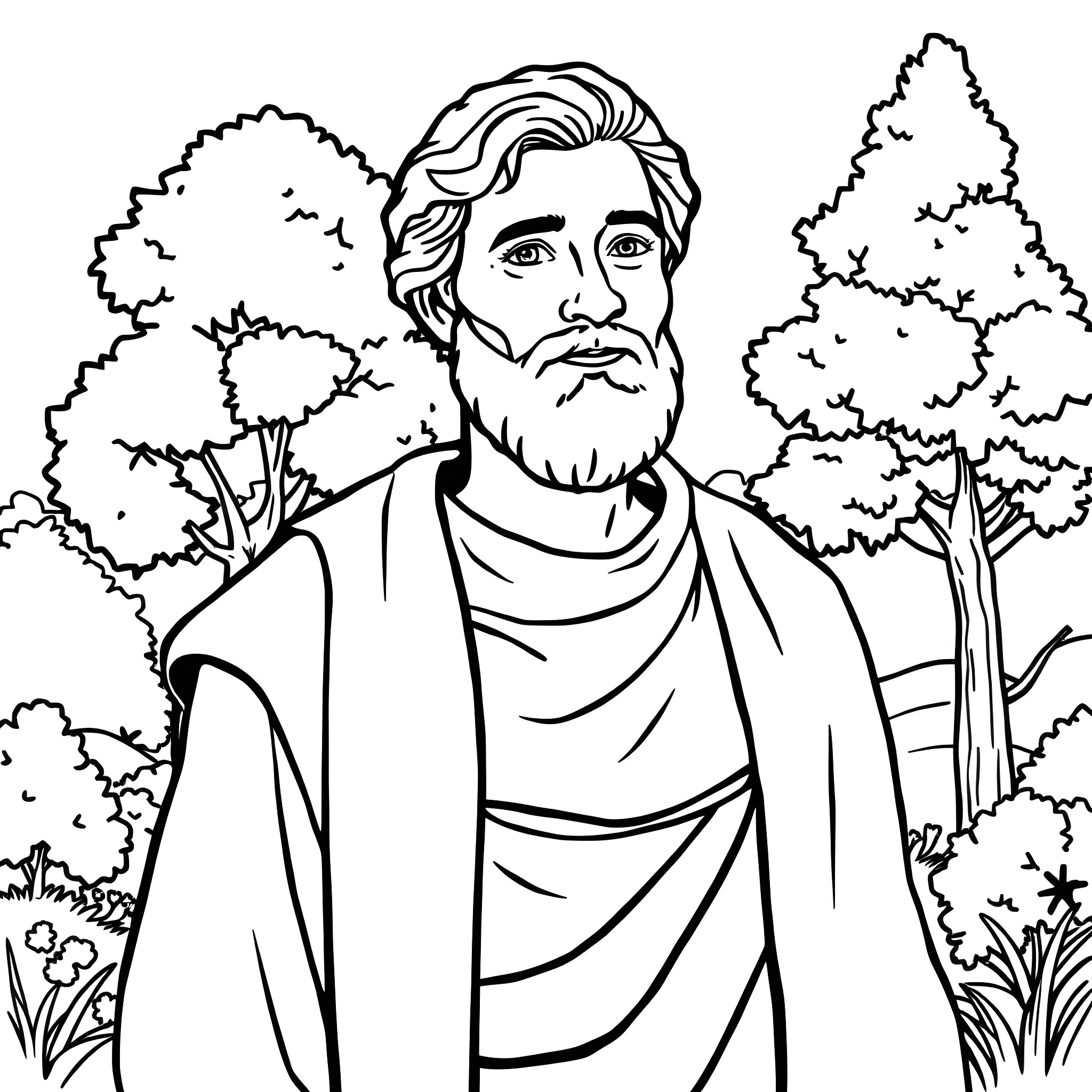 St. Stephen preaching in the wilderness Coloring Page (free black-and-white line drawing printable PDF for all, from beginners to advanced learners, including children, teens, adults, and seniors)