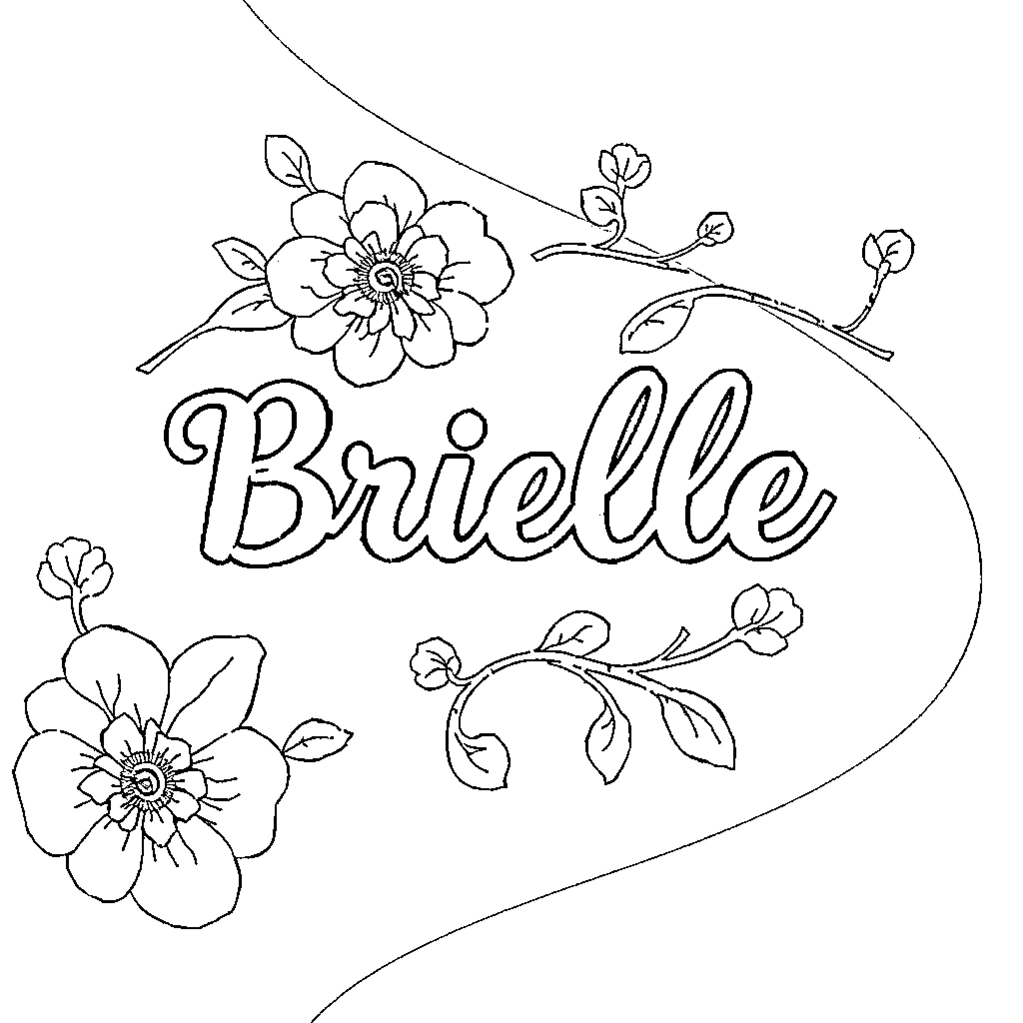 Brielle's Floral Heart Coloring Page (free black-and-white line drawing printable PDF for all, from beginners to advanced learners, including children, teens, adults, and seniors)