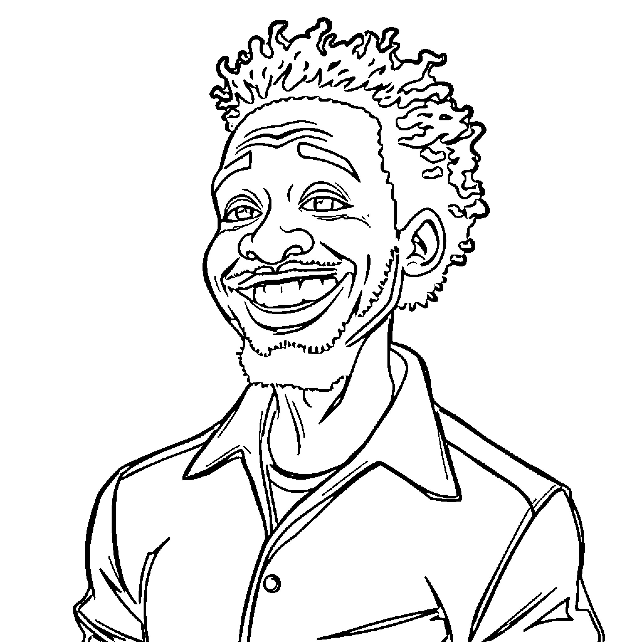 Roddy St James' Stylish and Expressive Portrait Coloring Page (free black-and-white line drawing printable PDF for all, from beginners to advanced learners, including children, teens, adults, and seniors)