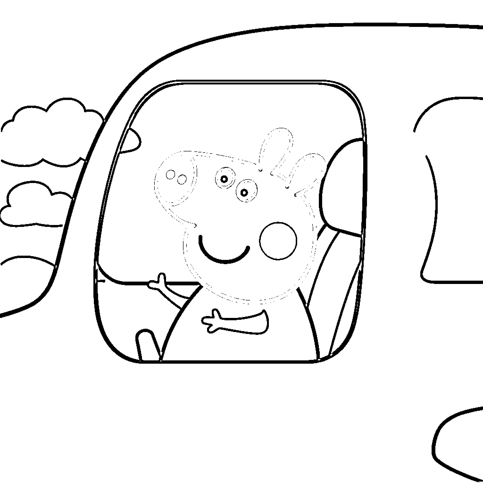Peppa Pig in a whimsical outdoor setting Coloring Page (free black-and-white line drawing printable PDF for all, from beginners to advanced learners, including children, teens, adults, and seniors)