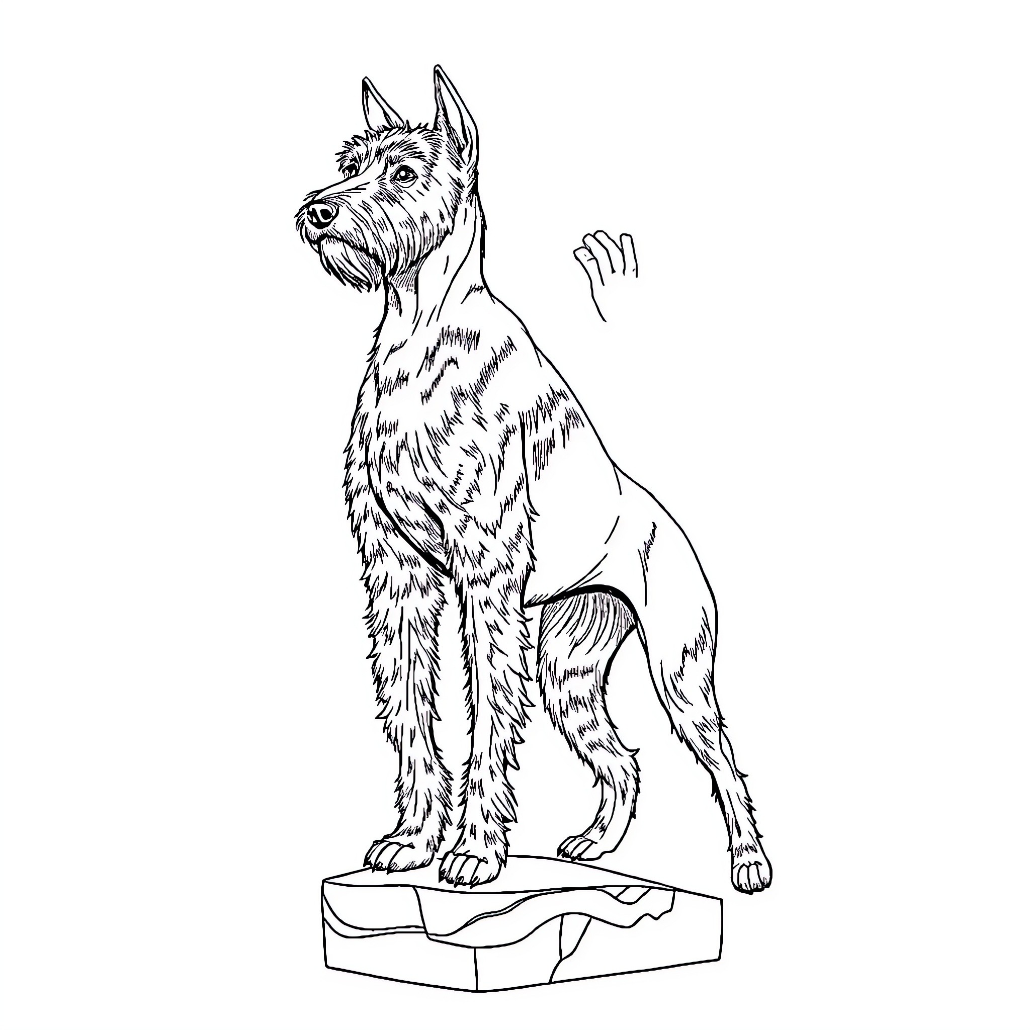 Fox Terrier standing alert on a platform Coloring Page (free black-and-white line drawing printable PDF for all, from beginners to advanced learners, including children, teens, adults, and seniors)