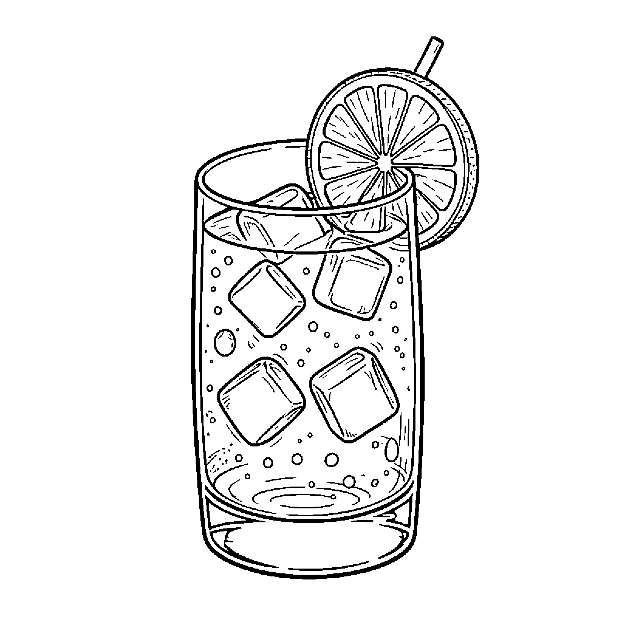 Clochette serving a refreshing iced drink with citrus Coloring Page (free black-and-white line drawing printable PDF for all, from beginners to advanced learners, including children, teens, adults, and seniors)