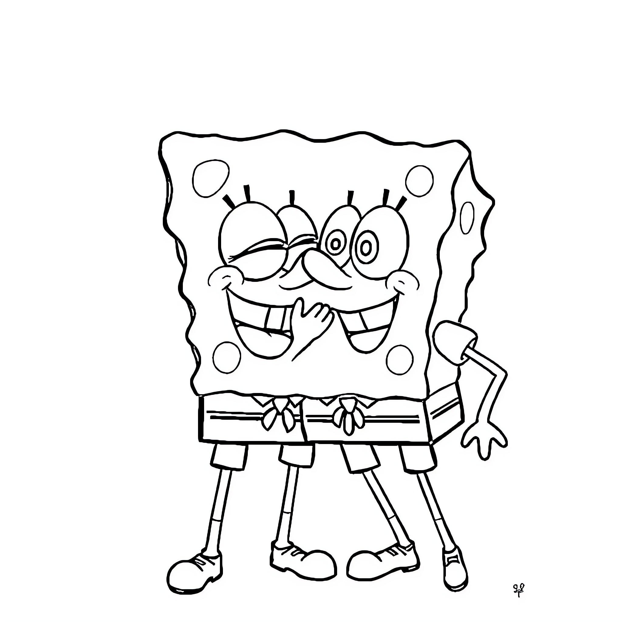 Bluey having fun with goofy expressions Coloring Page (free black-and-white line drawing printable PDF for all, from beginners to advanced learners, including children, teens, adults, and seniors)