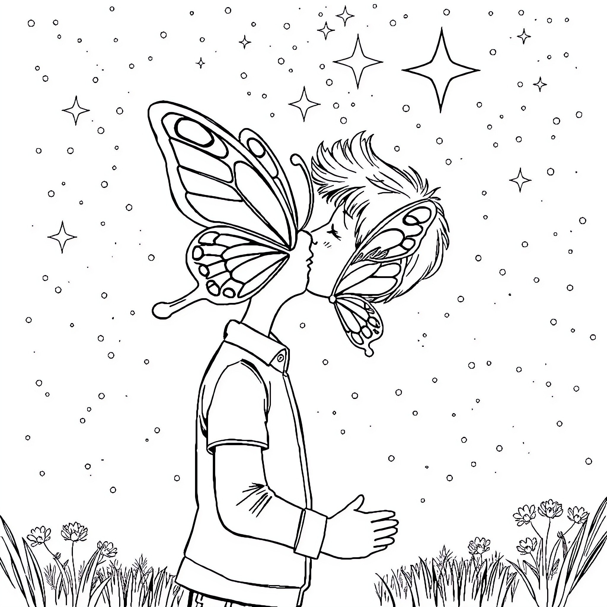 Star Butterfly exploring the magical world Coloring Page (free black-and-white line drawing printable PDF for all, from beginners to advanced learners, including children, teens, adults, and seniors)