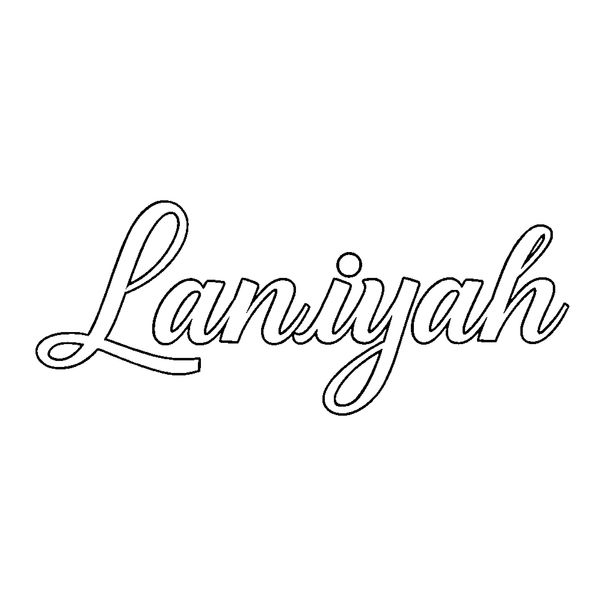 Laniyah's elegant handwritten name Coloring Page (free black-and-white line drawing printable PDF for all, from beginners to advanced learners, including children, teens, adults, and seniors)