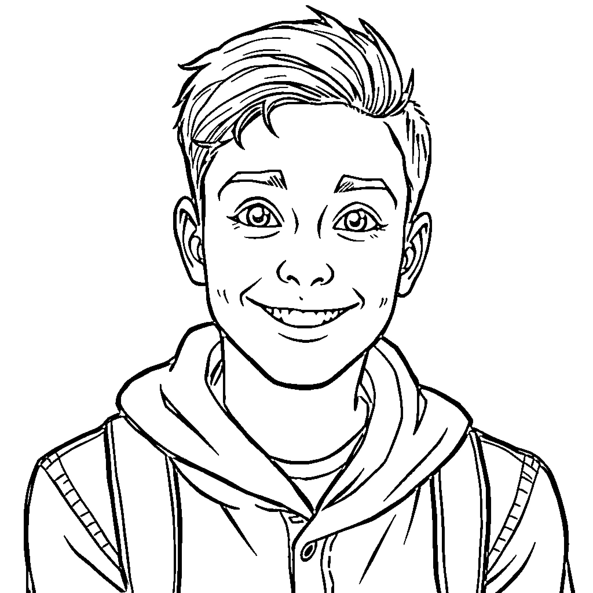 Jeremiah Smith's happy and friendly expression Coloring Page (free black-and-white line drawing printable PDF for all, from beginners to advanced learners, including children, teens, adults, and seniors)