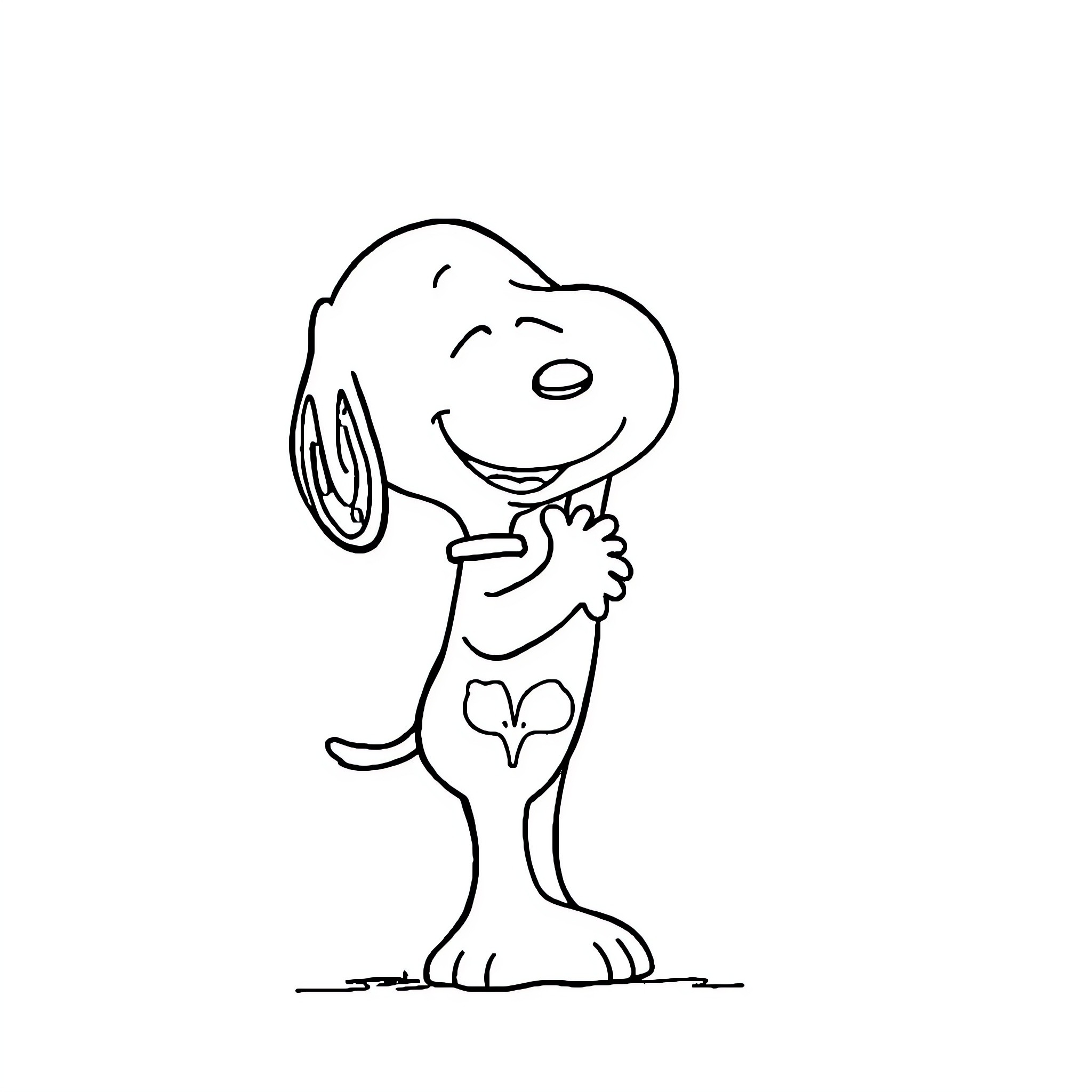 Snoopy enjoying a fun activity Coloring Page (free black-and-white line drawing printable PDF for all, from beginners to advanced learners, including children, teens, adults, and seniors)