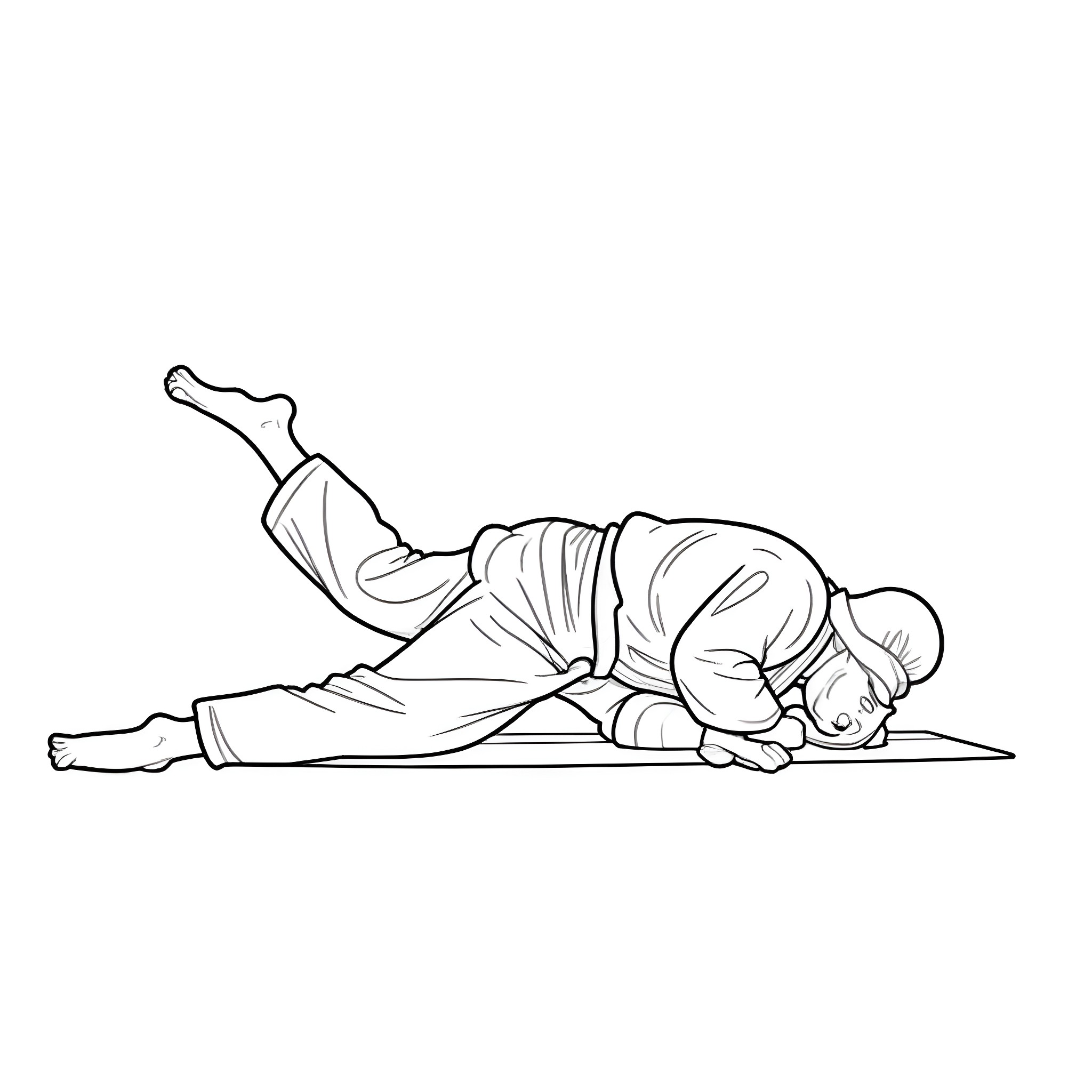 Bluey resting peacefully on the ground Coloring Page (free black-and-white line drawing printable PDF for all, from beginners to advanced learners, including children, teens, adults, and seniors)