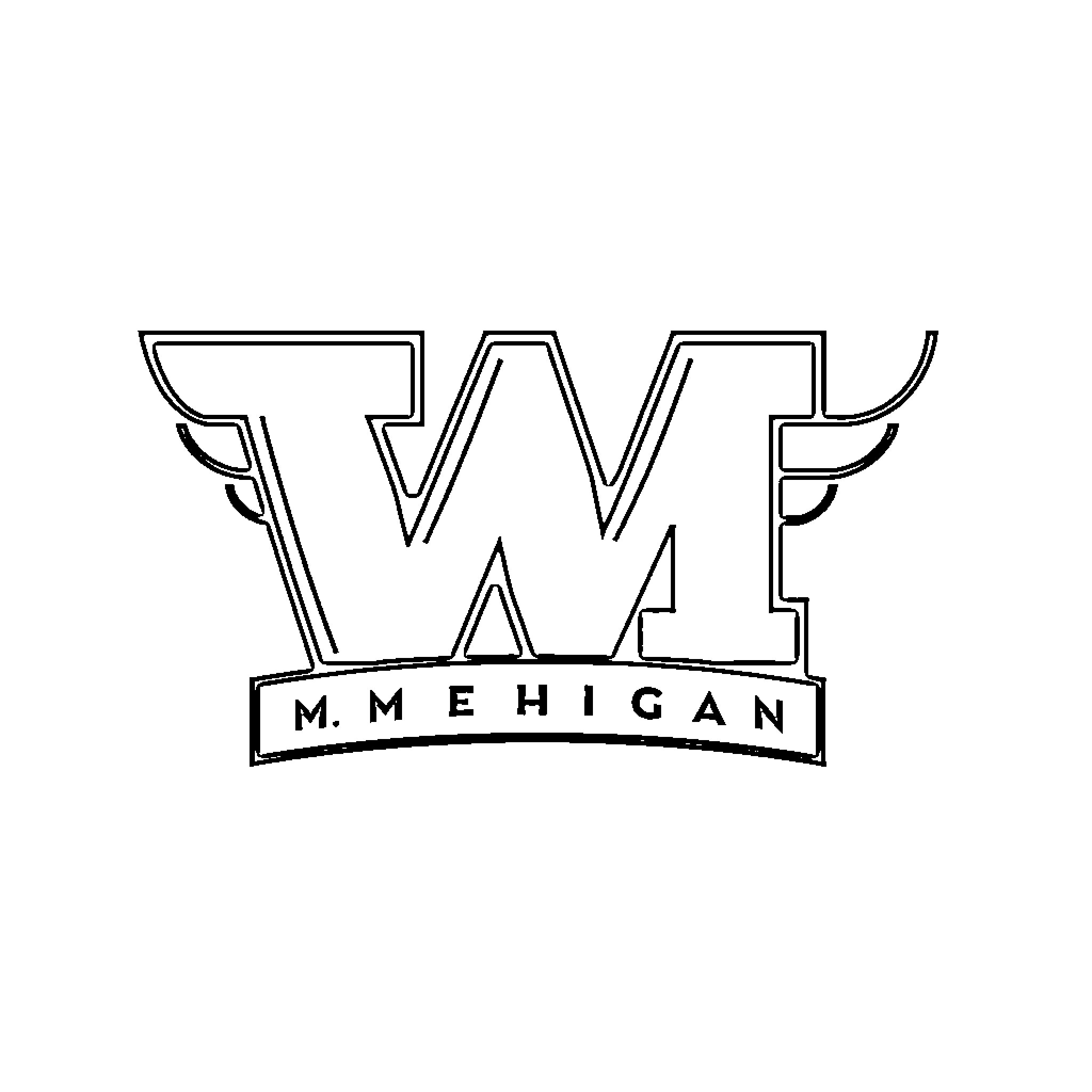 Western Michigan University Logo with Stylized Lettering Coloring Page (free black-and-white line drawing printable PDF for all, from beginners to advanced learners, including children, teens, adults, and seniors)