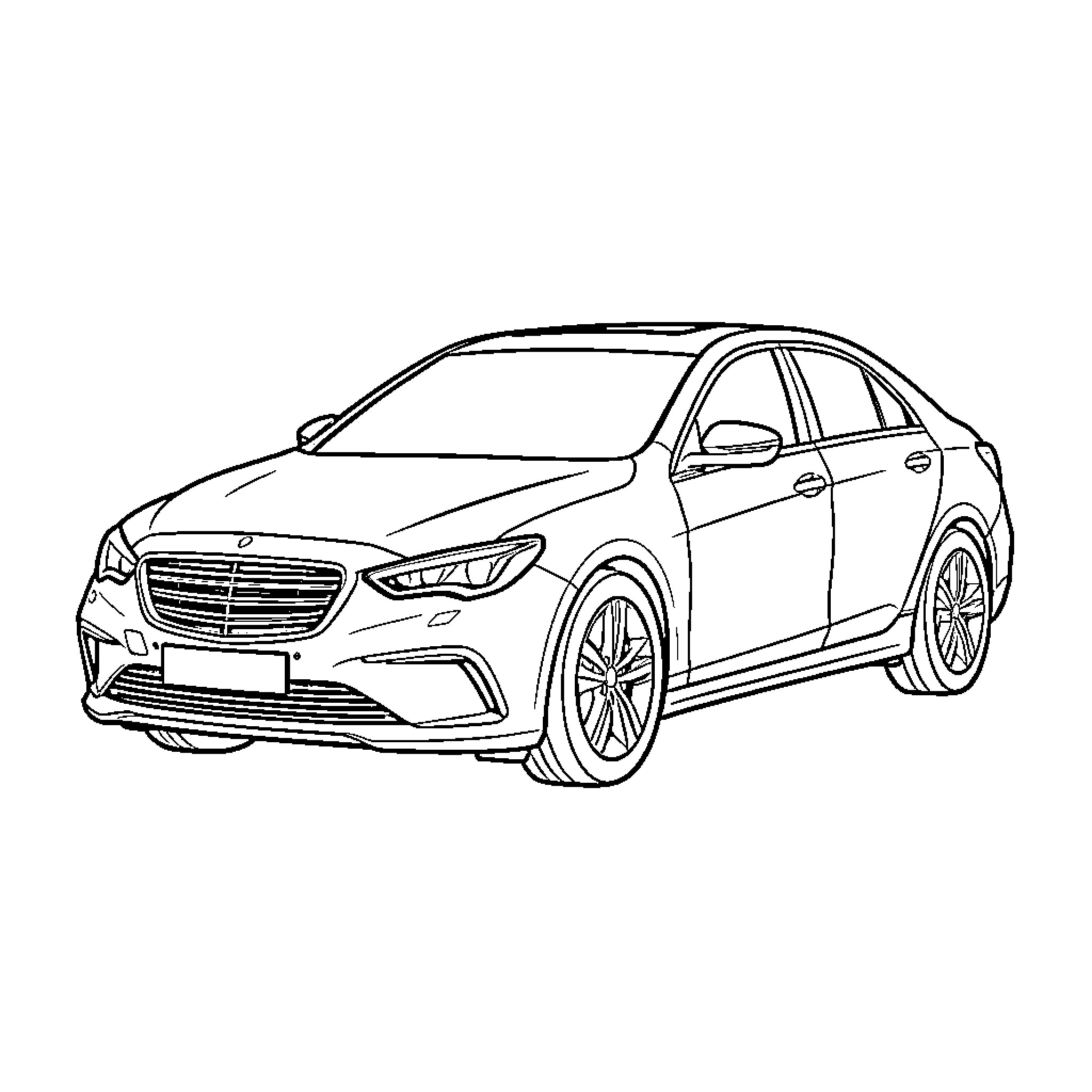Car driving on the road with modern design Coloring Page (free black-and-white line drawing printable PDF for all, from beginners to advanced learners, including children, teens, adults, and seniors)