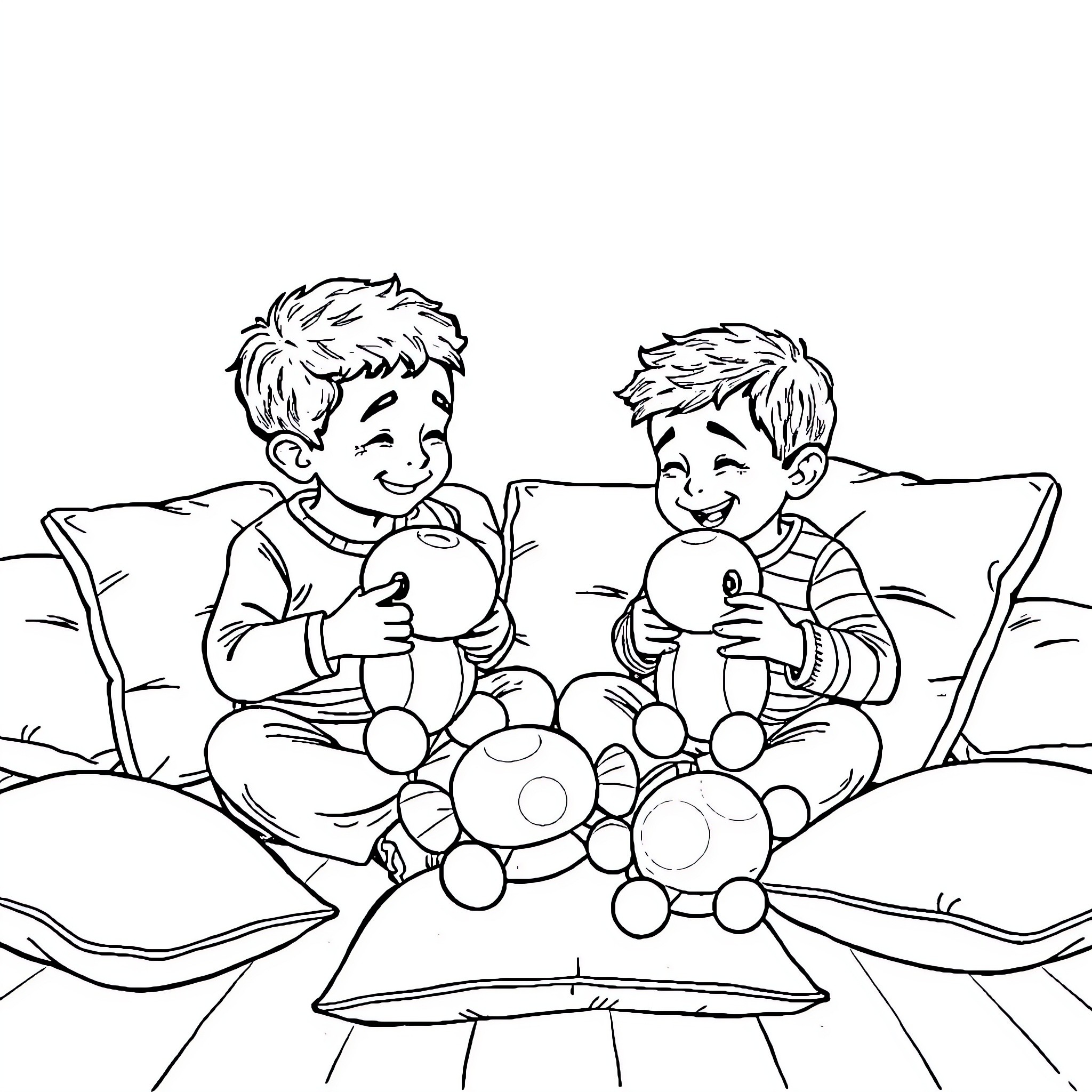 Youssef's Playful Adventure with Toys Coloring Page (free black-and-white line drawing printable PDF for all, from beginners to advanced learners, including children, teens, adults, and seniors)