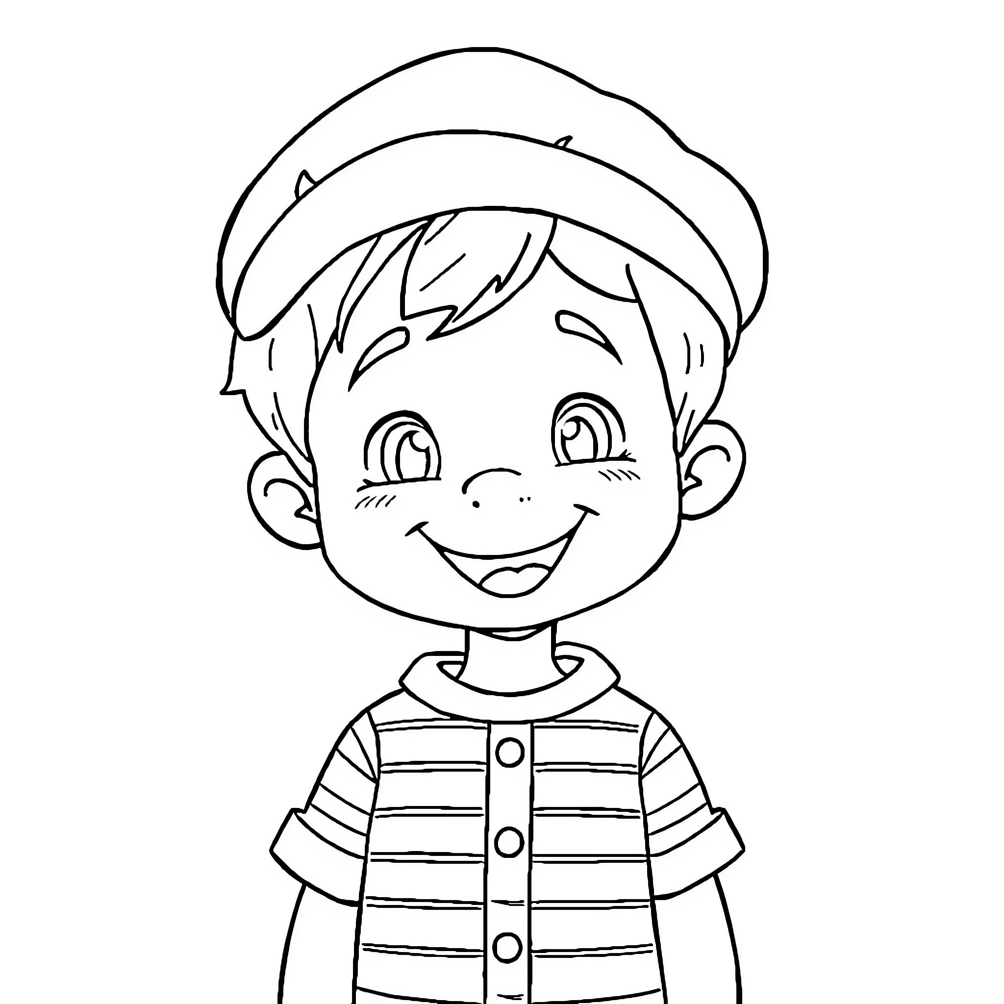 Child in cheerful sailor outfit Coloring Page (free black-and-white line drawing printable PDF for all, from beginners to advanced learners, including children, teens, adults, and seniors)
