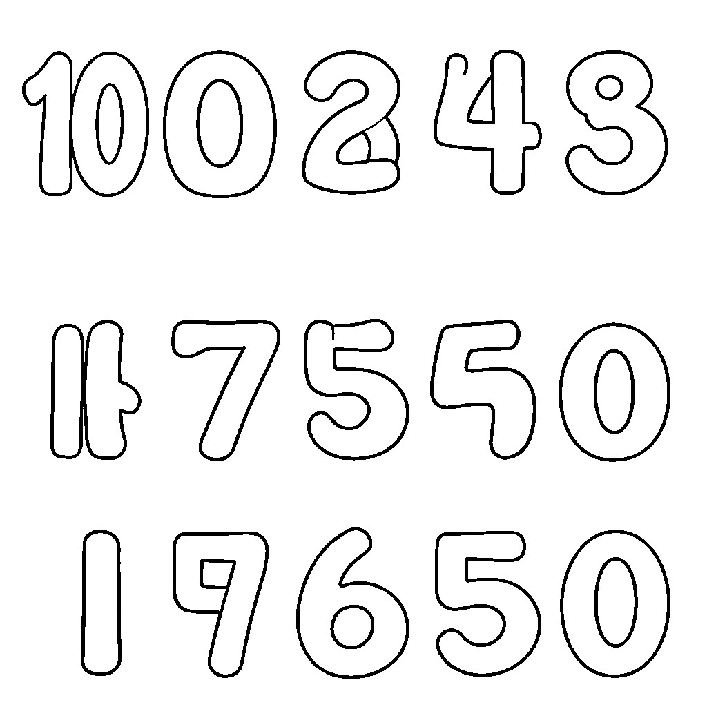 Number sequence of hand-drawn digits Coloring Page (free black-and-white line drawing printable PDF for all, from beginners to advanced learners, including children, teens, adults, and seniors)