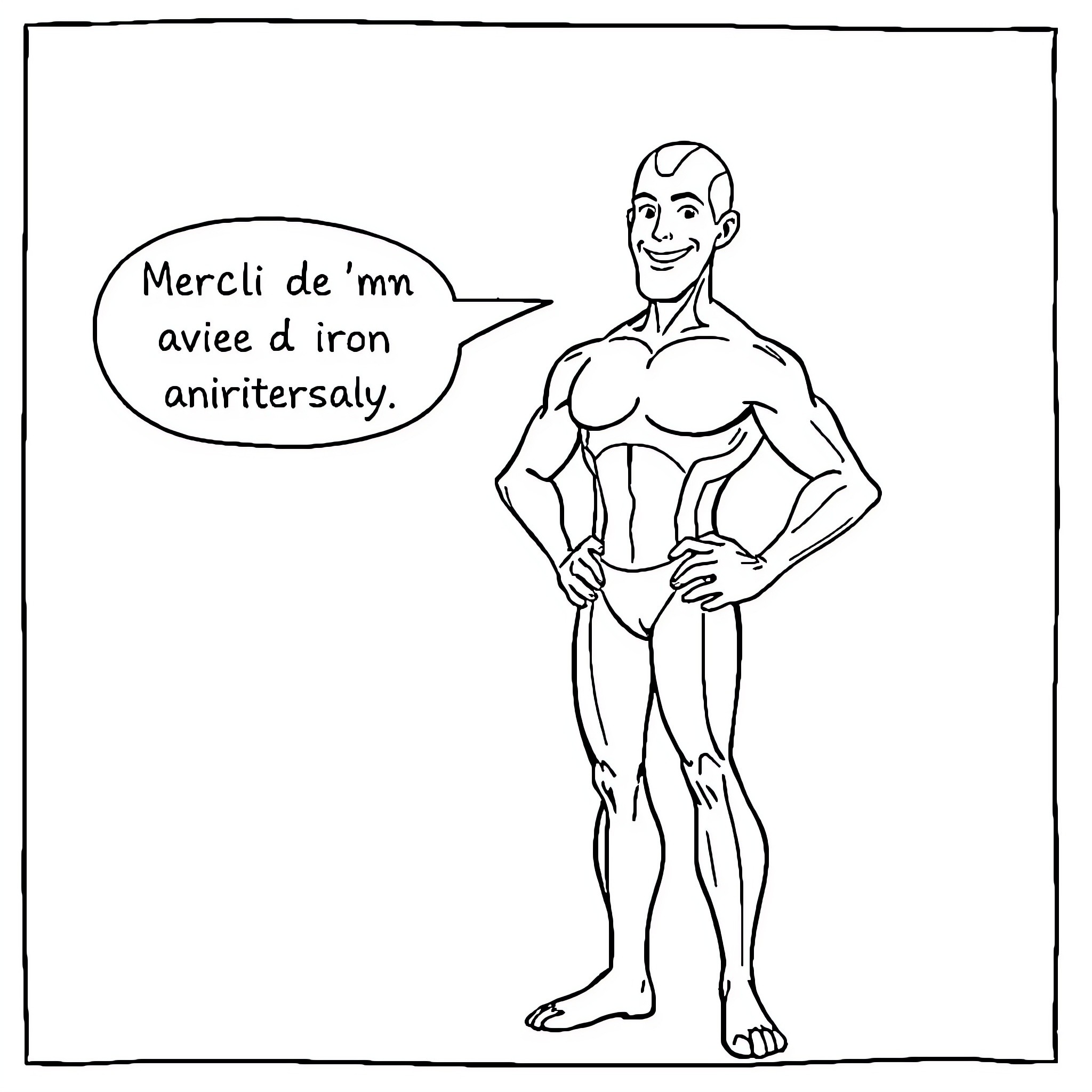 Ironman character expressing gratitude Coloring Page (free black-and-white line drawing printable PDF for all, from beginners to advanced learners, including children, teens, adults, and seniors)