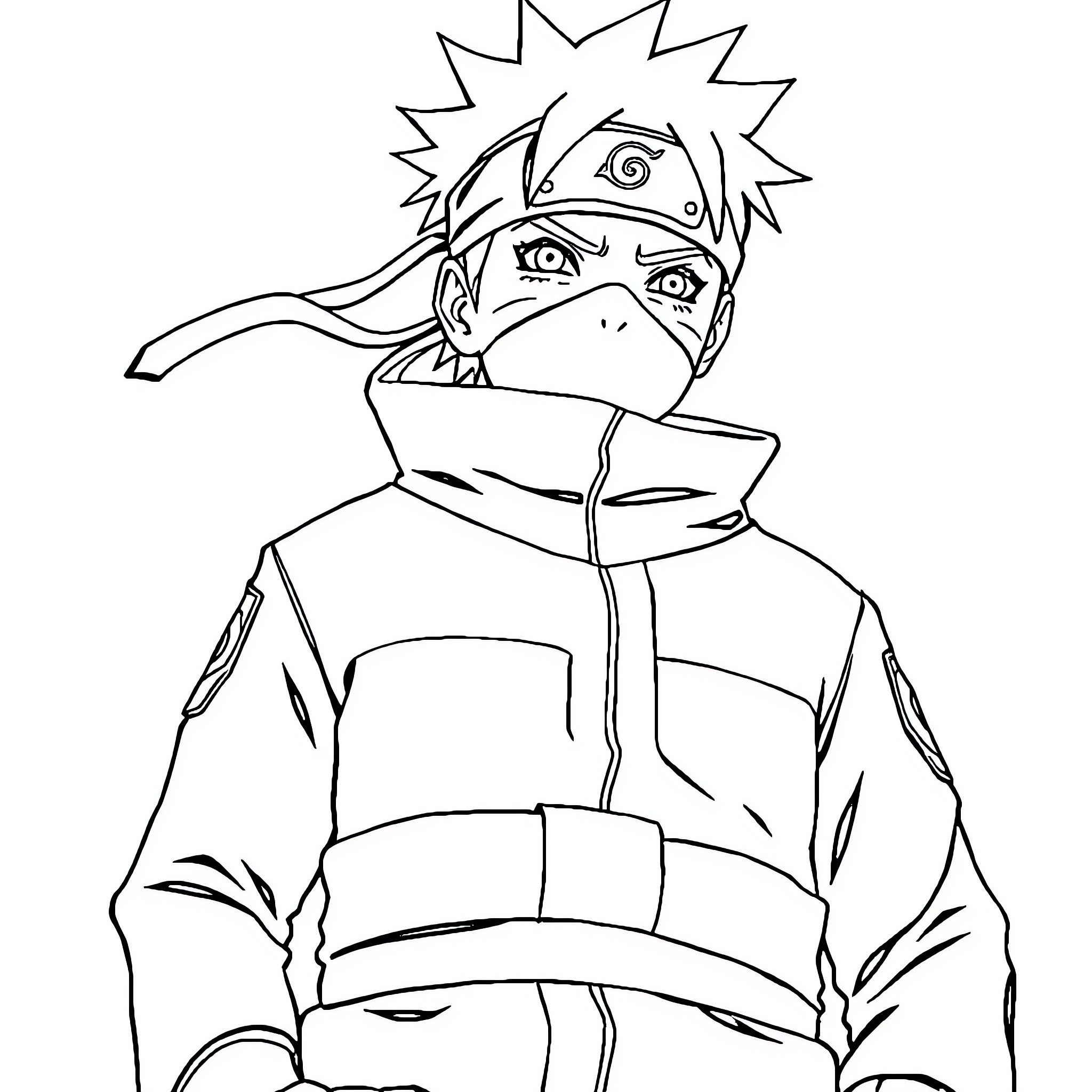 Naruto ninja in battle stance Coloring Page (free black-and-white line drawing printable PDF for all, from beginners to advanced learners, including children, teens, adults, and seniors)
