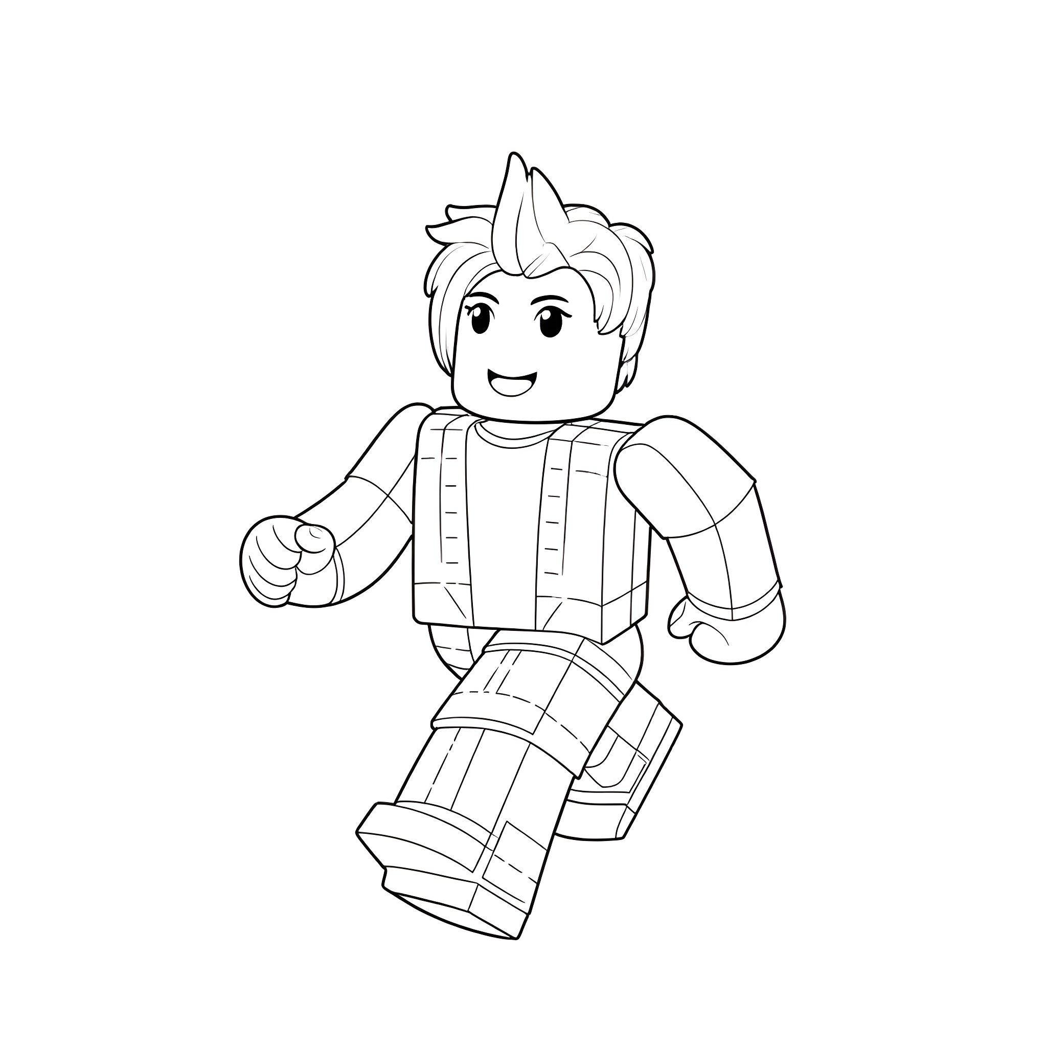 Minecraft character in adventurous outfit posing Coloring Page (free black-and-white line drawing printable PDF for all, from beginners to advanced learners, including children, teens, adults, and seniors)