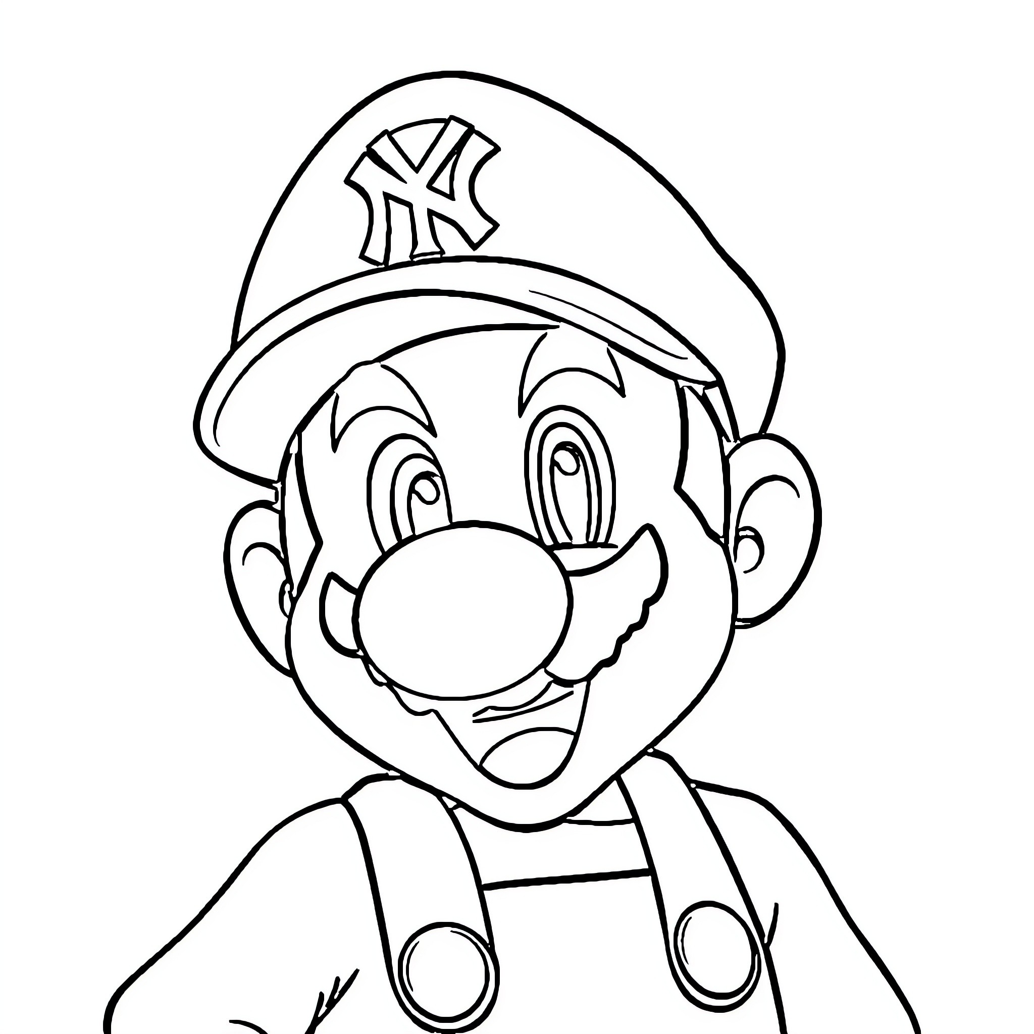 Super Mario in Playful Expression Coloring Page (free black-and-white line drawing printable PDF for all, from beginners to advanced learners, including children, teens, adults, and seniors)