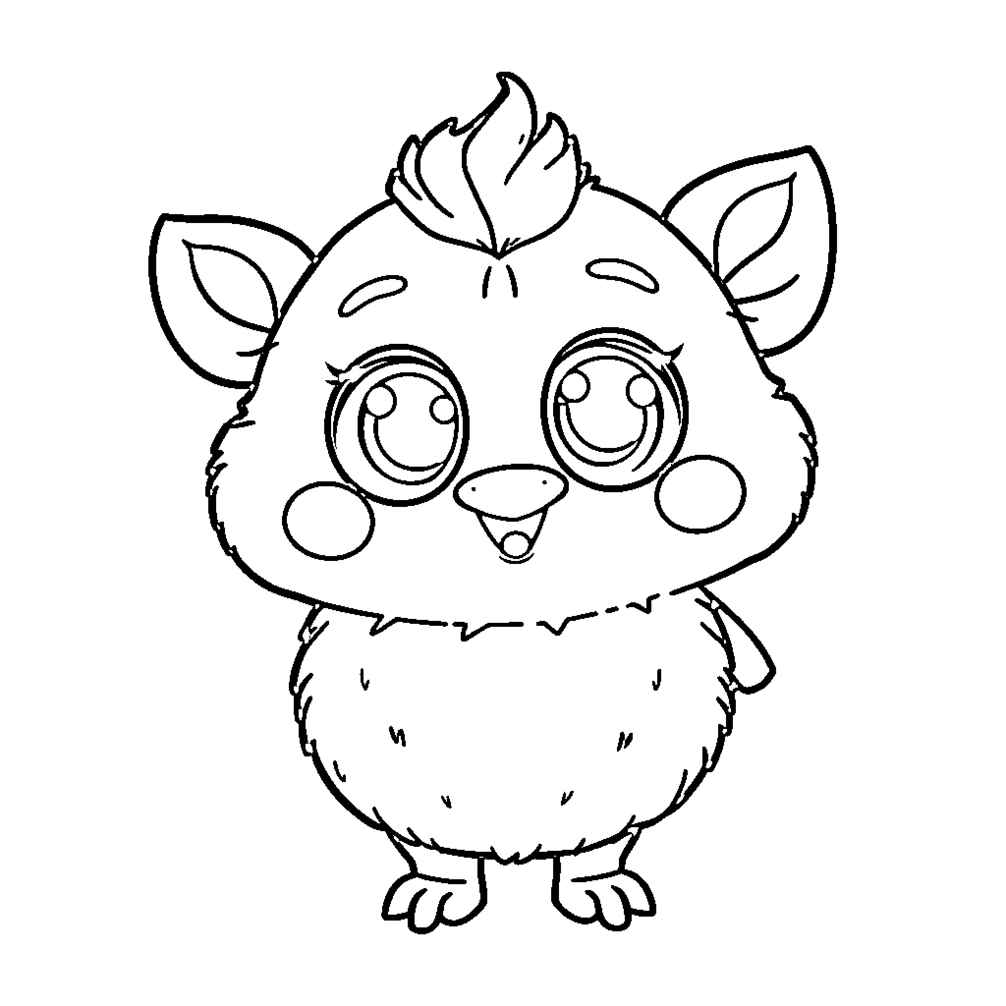 Labubu the Adorable Plush Creature Coloring Page (free black-and-white line drawing printable PDF for all, from beginners to advanced learners, including children, teens, adults, and seniors)