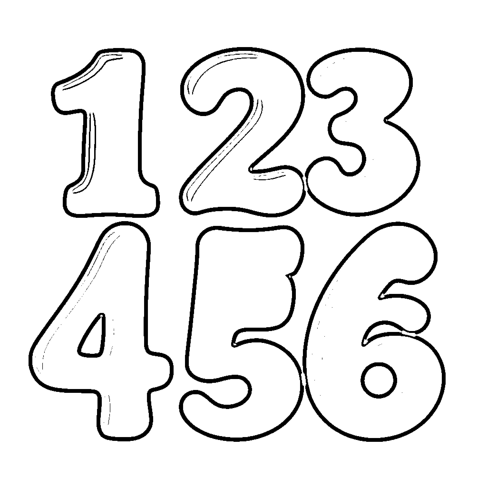 Number of Simple Handwritten Digits Coloring Page (free black-and-white line drawing printable PDF for all, from beginners to advanced learners, including children, teens, adults, and seniors)