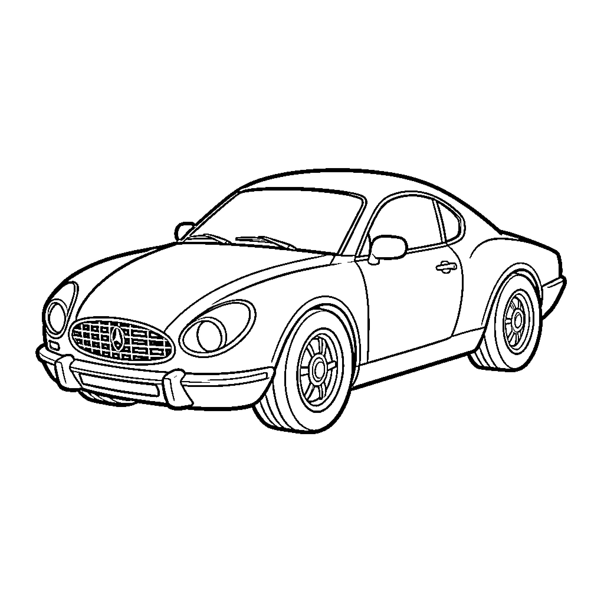 Football Car parked and looking sleek Coloring Page (free black-and-white line drawing printable PDF for all, from beginners to advanced learners, including children, teens, adults, and seniors)