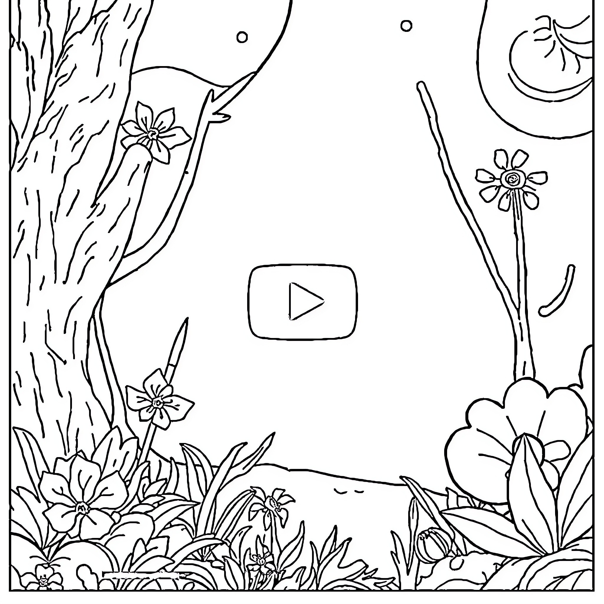 Video of Flowers and Nature Scenery Coloring Page (free black-and-white line drawing printable PDF for all, from beginners to advanced learners, including children, teens, adults, and seniors)