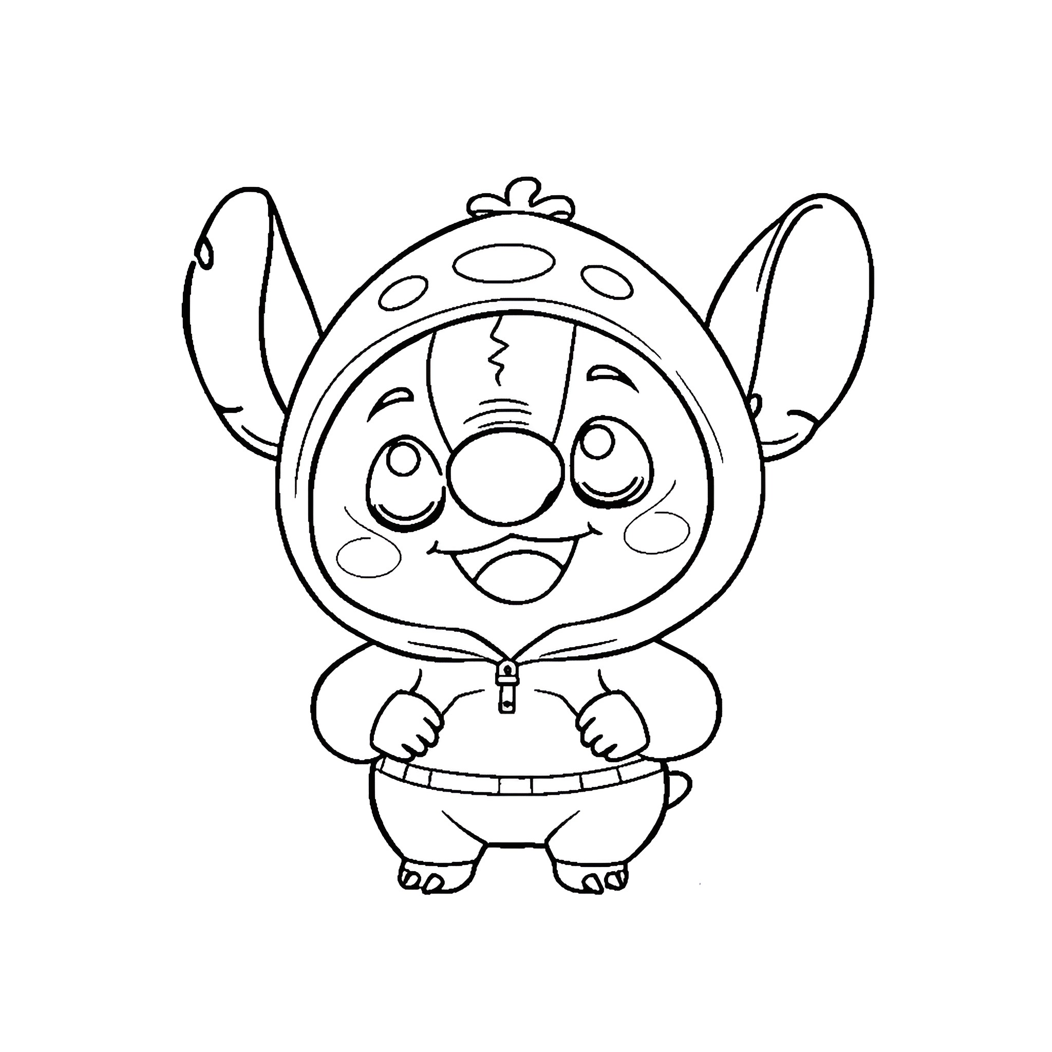 Pompompurin dressed in a costume Coloring Page (free black-and-white line drawing printable PDF for all, from beginners to advanced learners, including children, teens, adults, and seniors)
