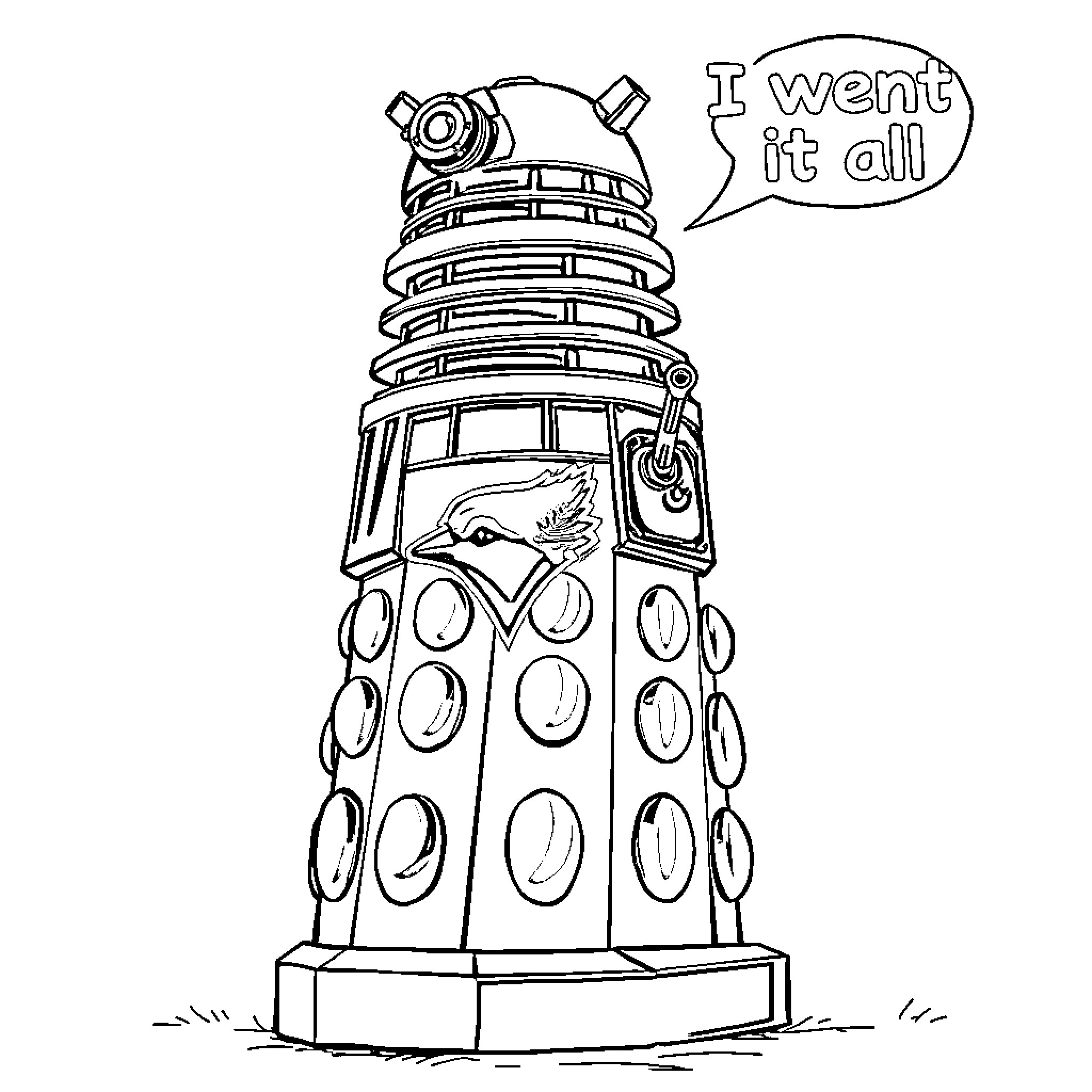 Dalek boasts of conquering all Coloring Page (free black-and-white line drawing printable PDF for all, from beginners to advanced learners, including children, teens, adults, and seniors)