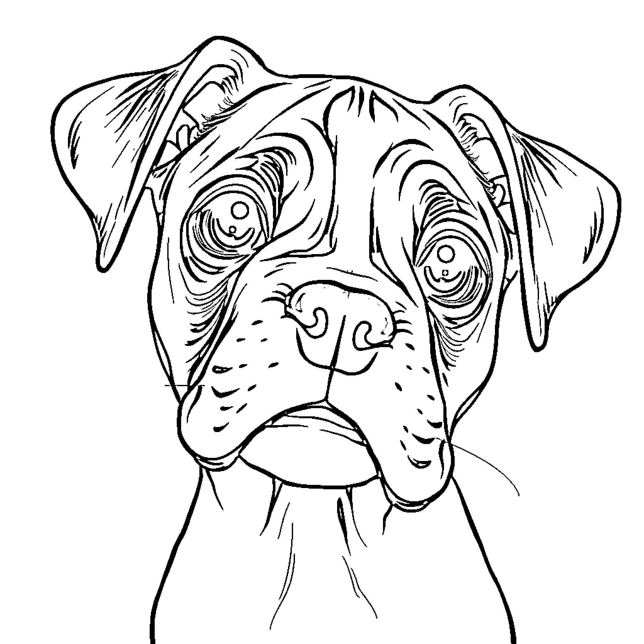 Puppy making a silly face Coloring Page (free black-and-white line drawing printable PDF for all, from beginners to advanced learners, including children, teens, adults, and seniors)
