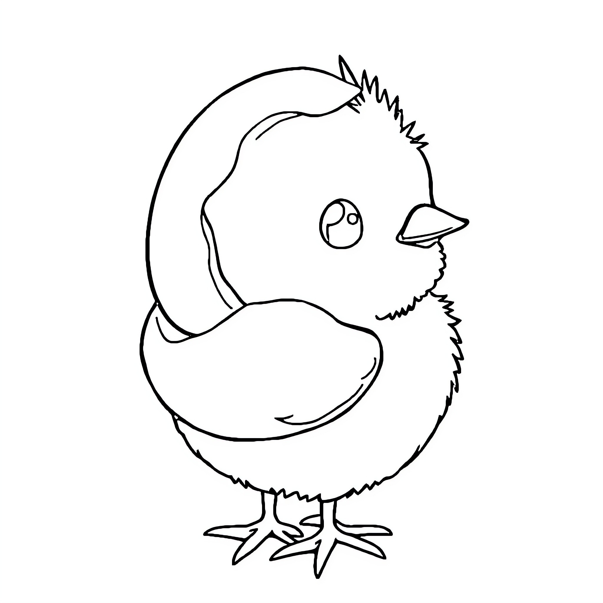 Calimero's Cute and Curious Pose Coloring Page (free black-and-white line drawing printable PDF for all, from beginners to advanced learners, including children, teens, adults, and seniors)