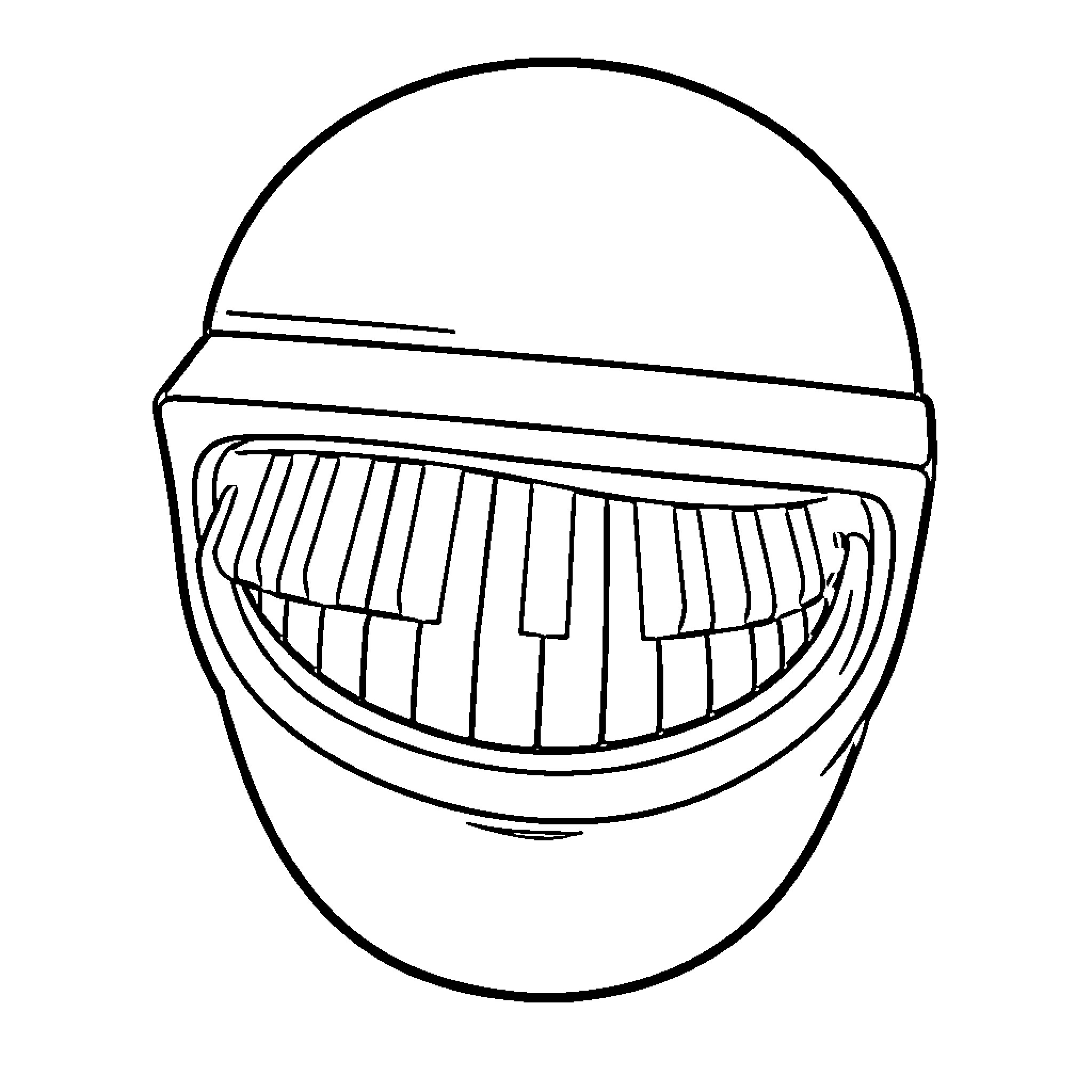 Piano player with a wide smile Coloring Page (free black-and-white line drawing printable PDF for all, from beginners to advanced learners, including children, teens, adults, and seniors)