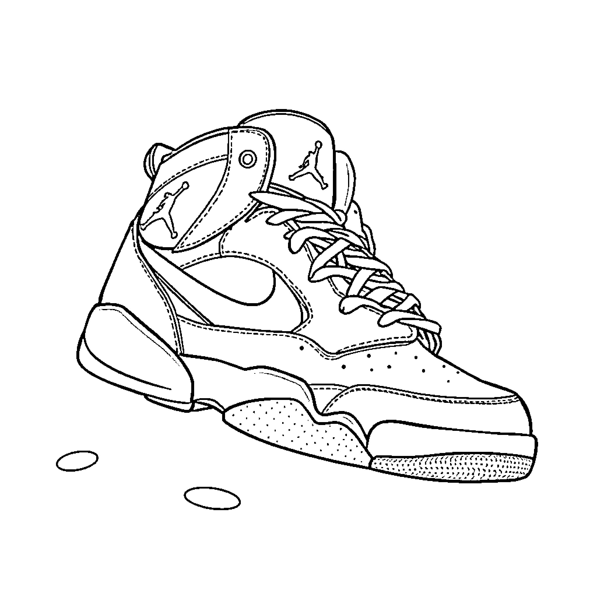 Joker's Iconic Basketball Sneakers Coloring Page (free black-and-white line drawing printable PDF for all, from beginners to advanced learners, including children, teens, adults, and seniors)