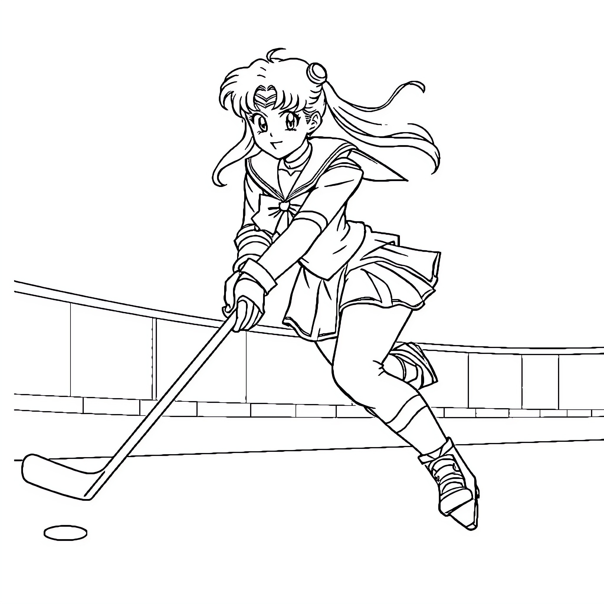 Sailor Moon Battles with Elegant Poise Coloring Page (free black-and-white line drawing printable PDF for all, from beginners to advanced learners, including children, teens, adults, and seniors)