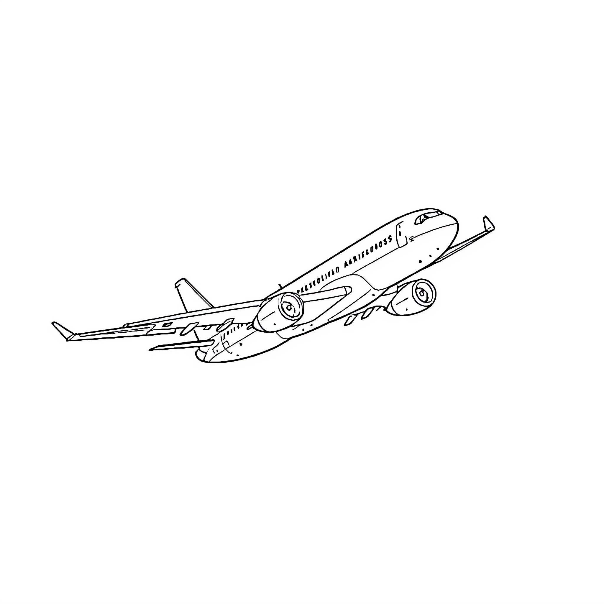 Plane taking off in flight Coloring Page (free black-and-white line drawing printable PDF for all, from beginners to advanced learners, including children, teens, adults, and seniors)